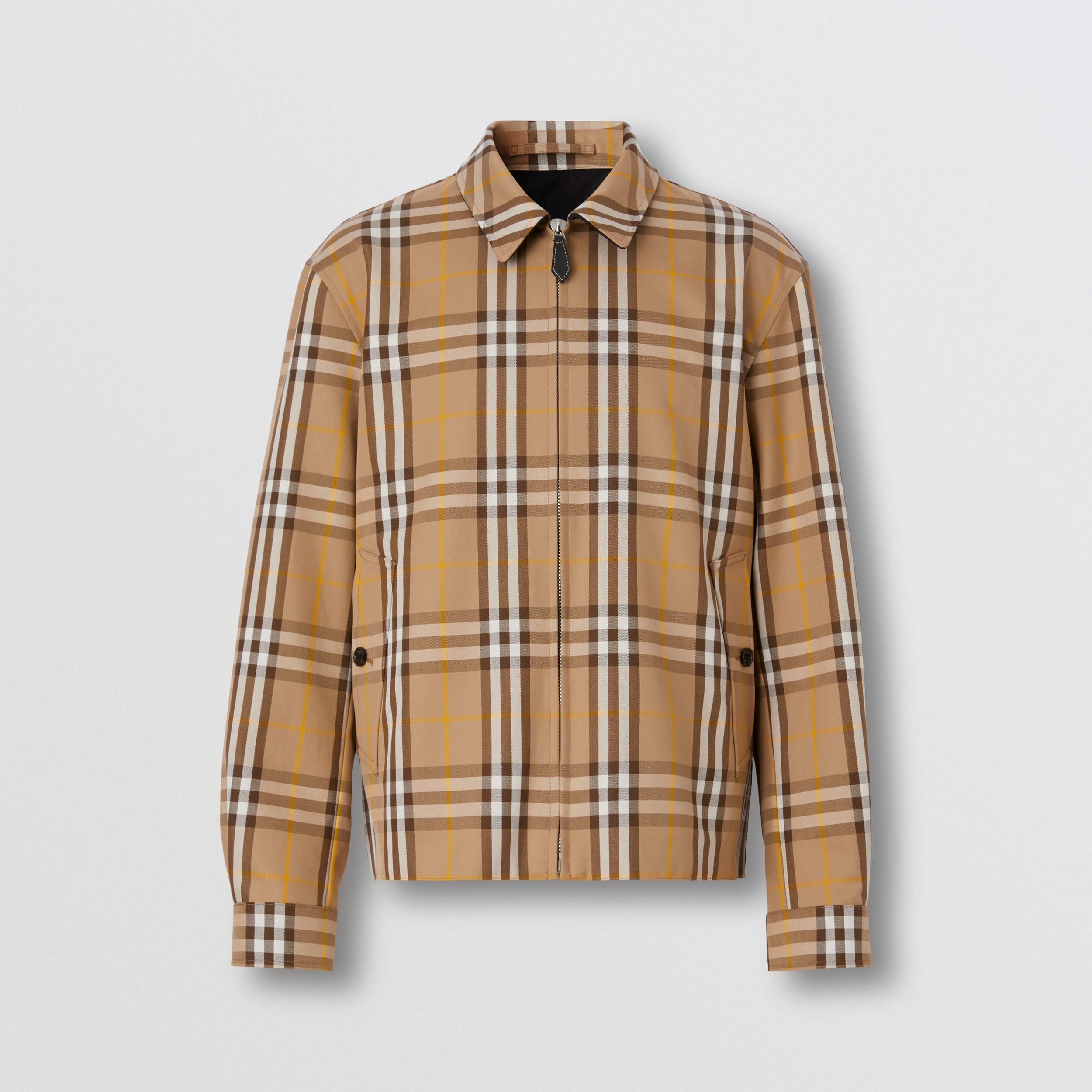 Reversible Check Cotton Harrington Jacket in Truffle - Men | Burberry® Official - 1