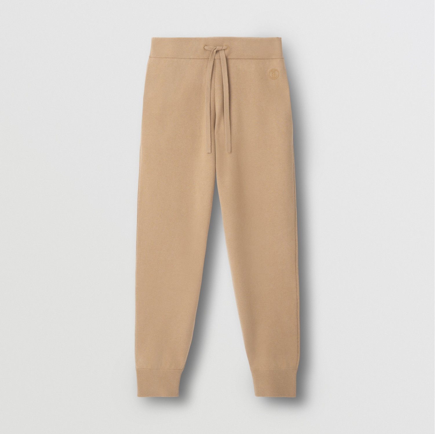 Check Trim Cotton Blend Jogging Pants in Camel - Men | Burberry® Official