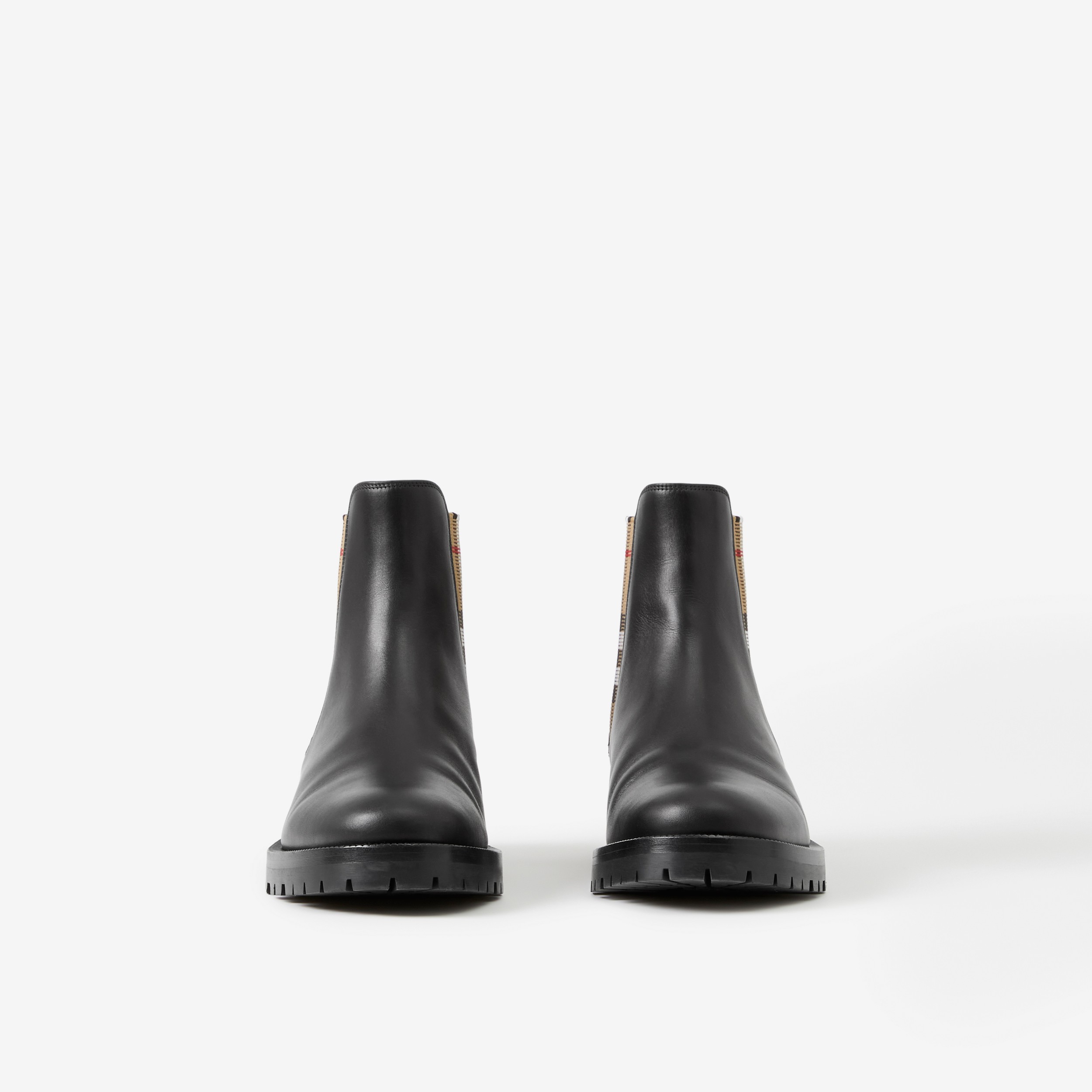 Vintage 格纹装饰皮革切尔西靴 (黑色) | Burberry® 博柏利官网 - 2