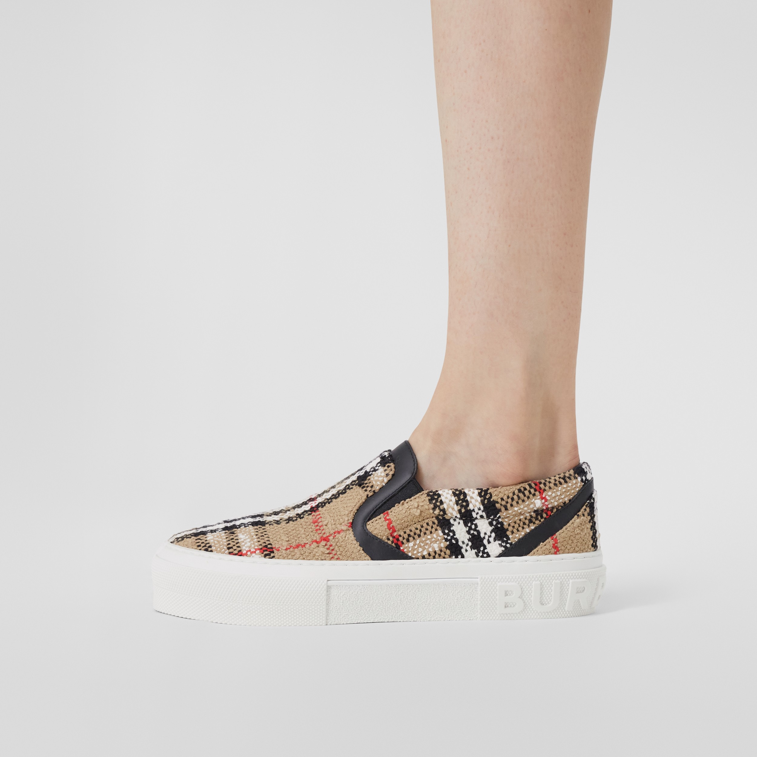 Vintage Check Cotton Wool Blend Sneakers in Archive Beige - Women | Burberry® Official - 3