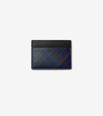 Check Card Case in Midnight - Men, Cotton, Linen | Burberry® Official