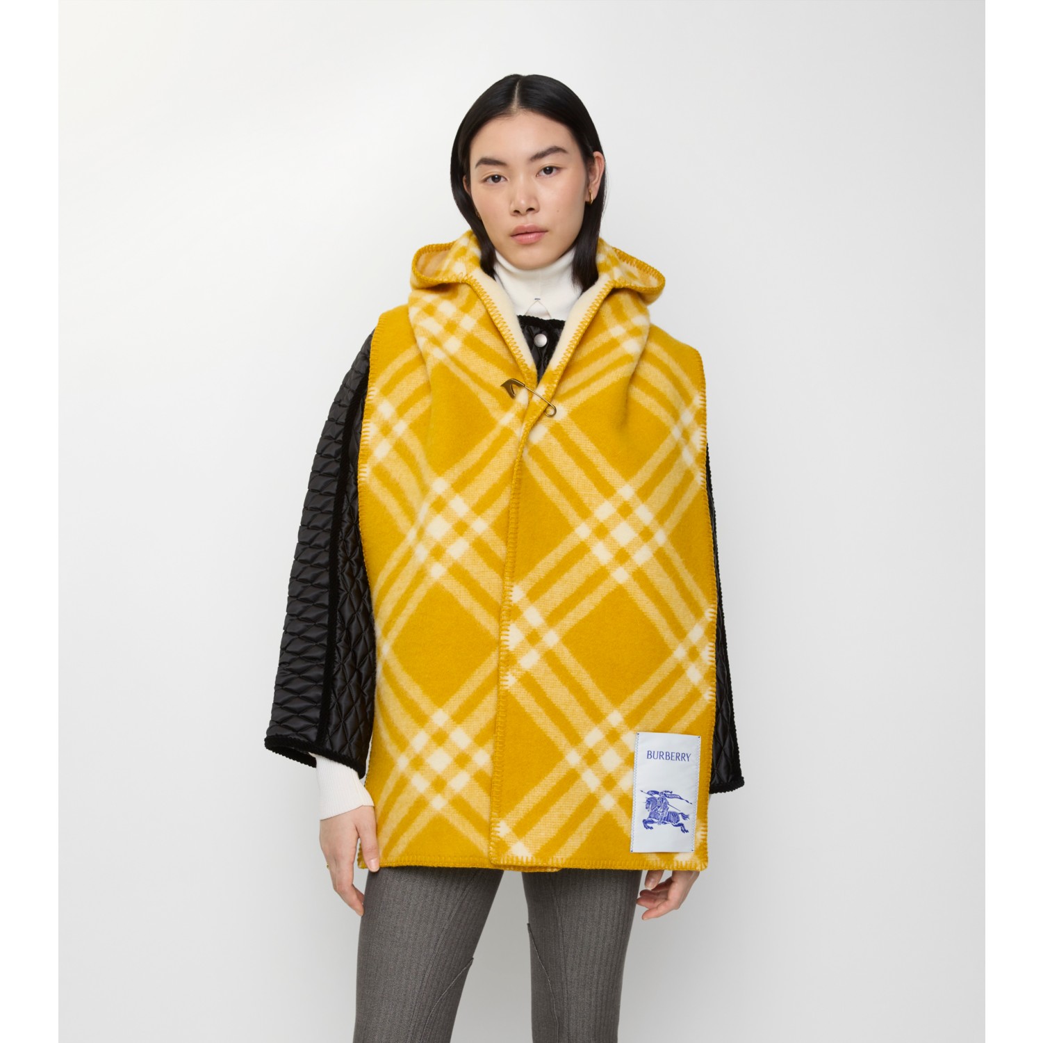 Check Wool Hooded Scarf