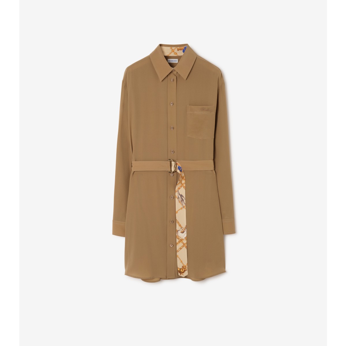  Crepe de Chine Shirt Dress