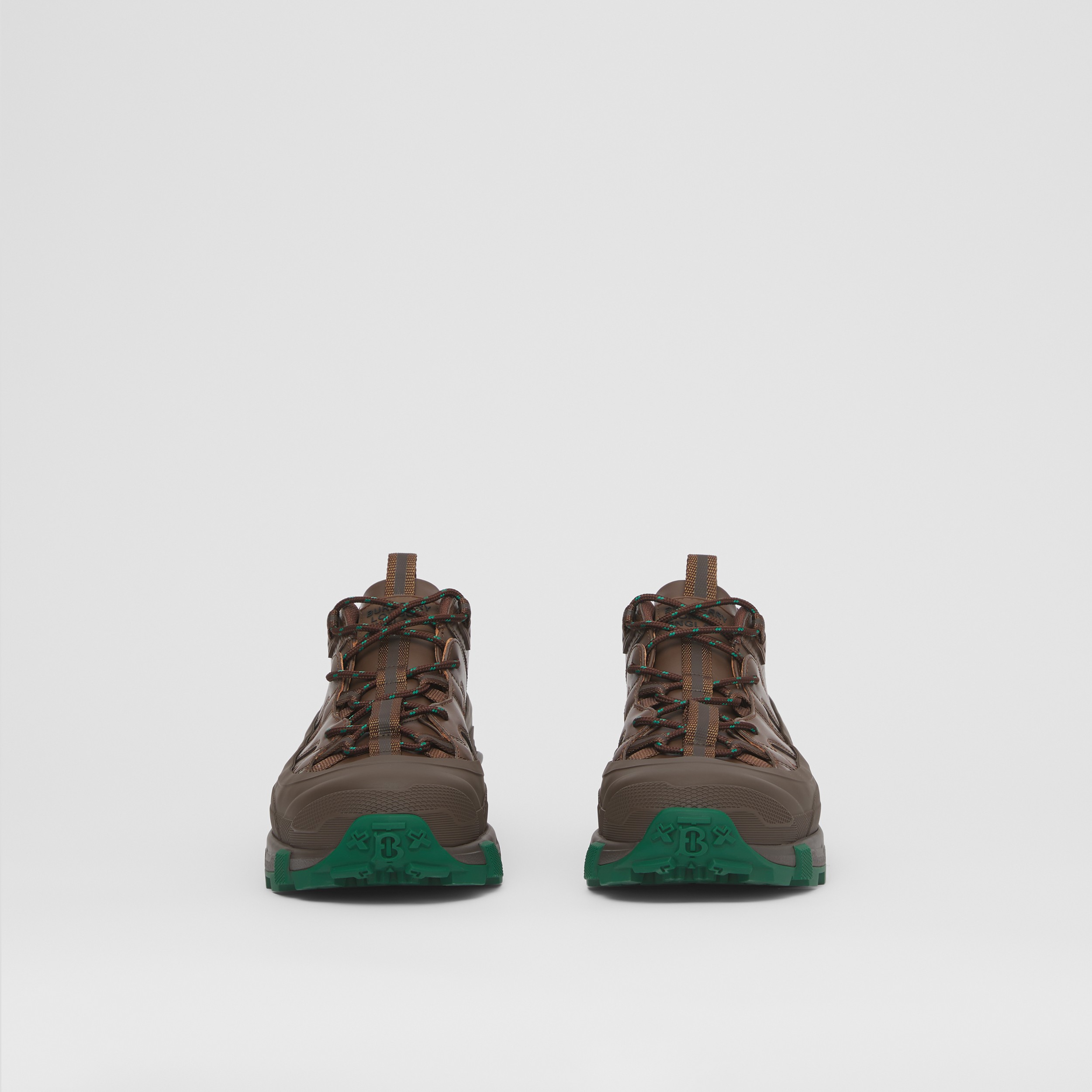 Leather Arthur Sneakers in Dark Mocha/green - Men | Burberry® Official - 4