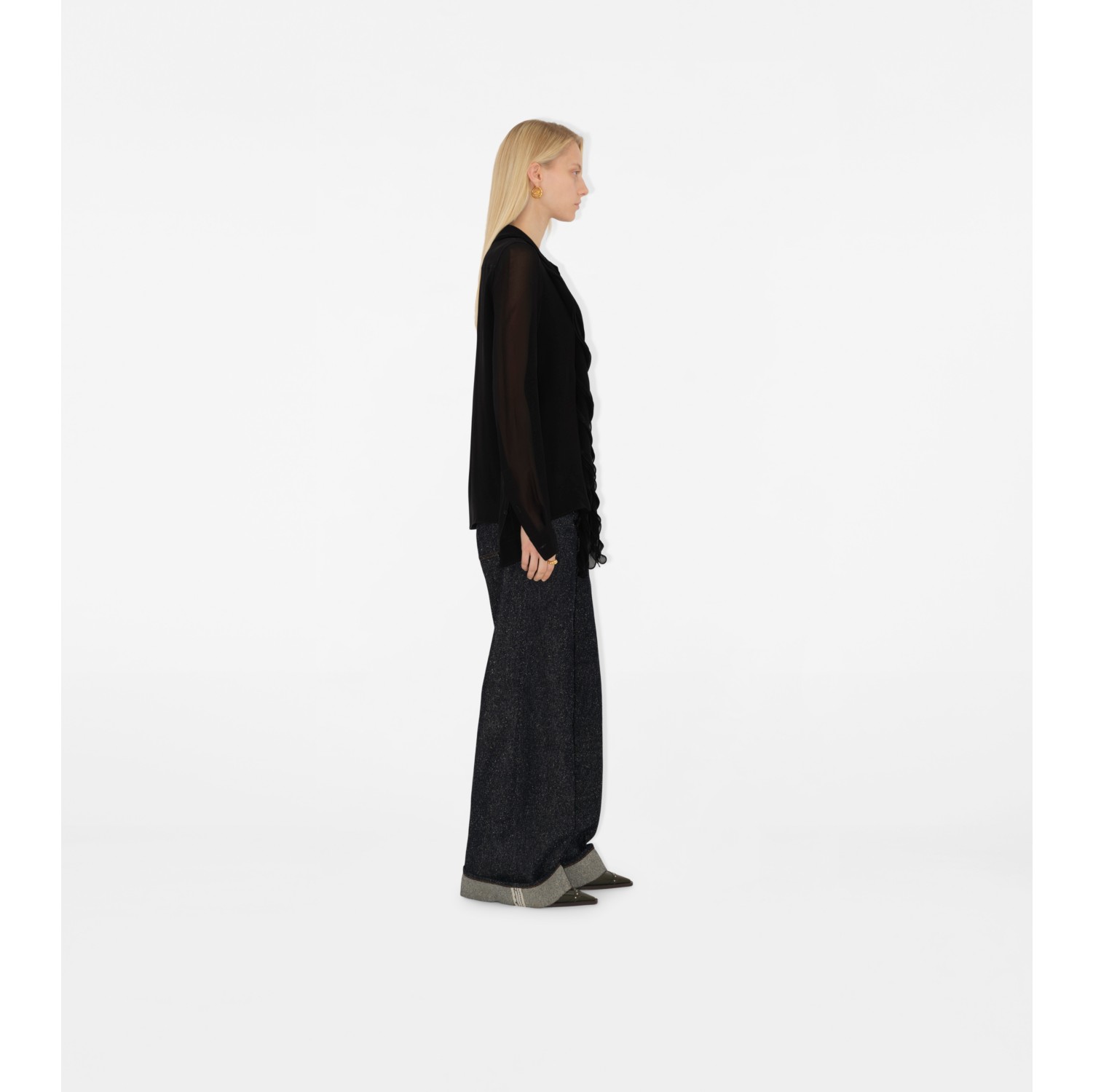 Seidenbluse mit Rüschendetail