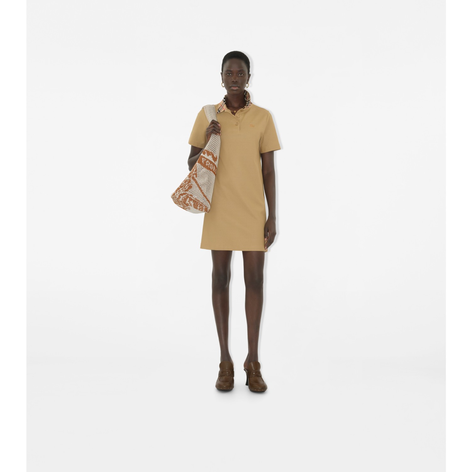 Robe polo à col Check en coton