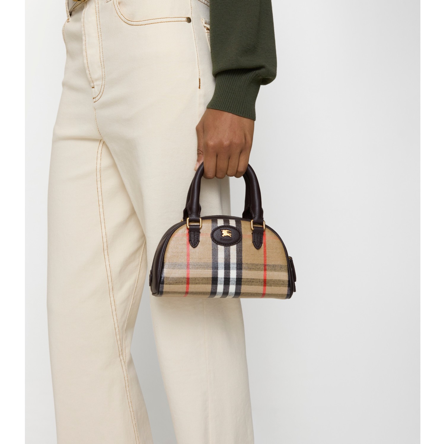 Mini Highlands Bowling Bag​ in Sand beige - Women | Burberry® Official