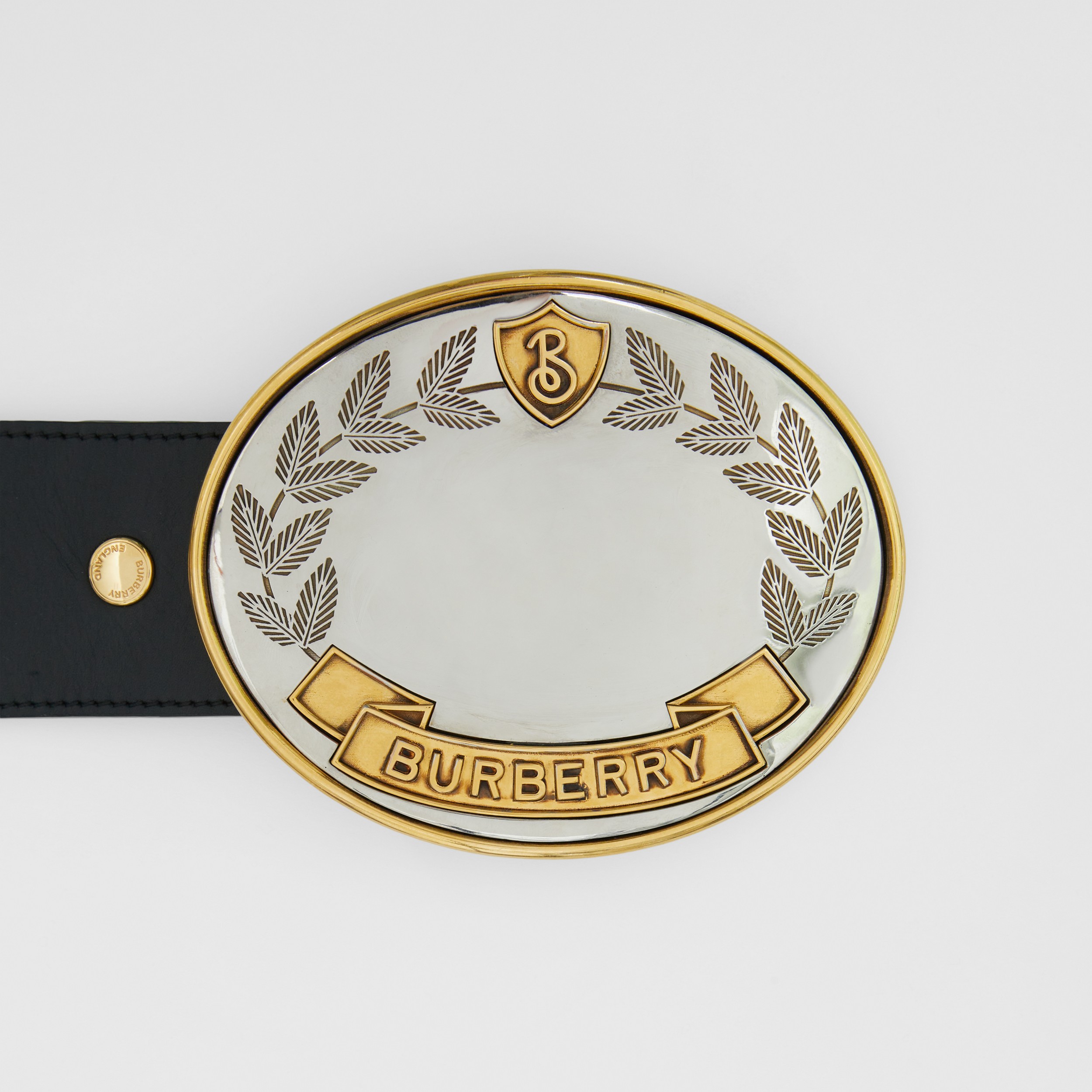 Cintura in pelle con stemma con foglie di quercia (Nero) | Sito ufficiale Burberry® - 2