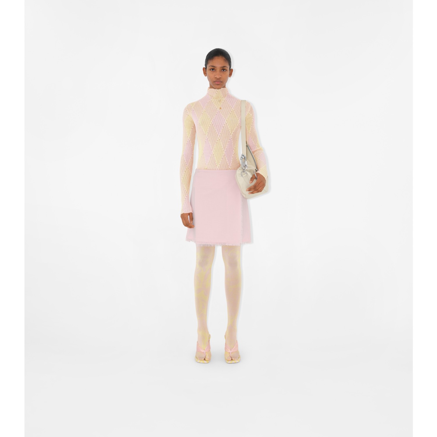 Argyle Cotton Silk Sweater in Cameo - Women | Burberry® Official