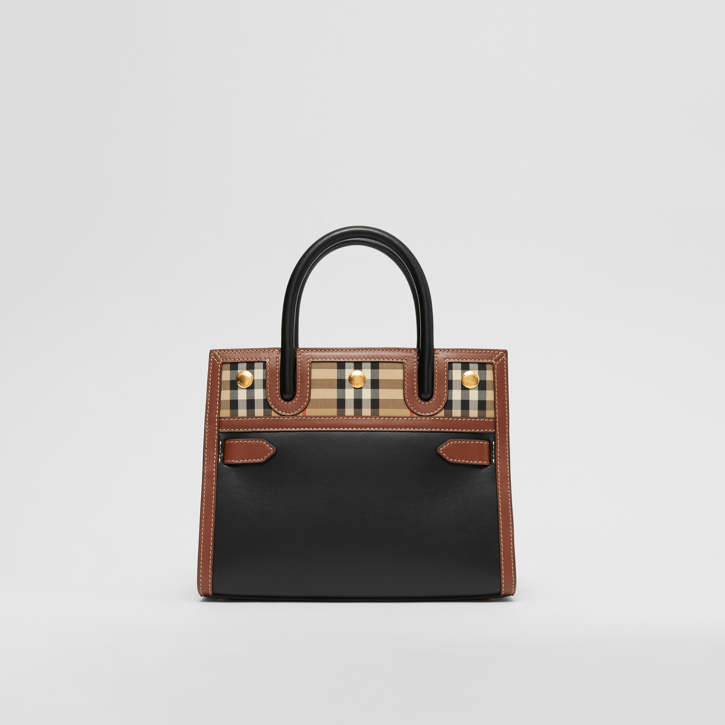 Tasche „Title“ im Miniformat aus Leder und Vintage Check-Gewebe mit zwei Griffen (Schwarz) - Damen | Burberry® - 1