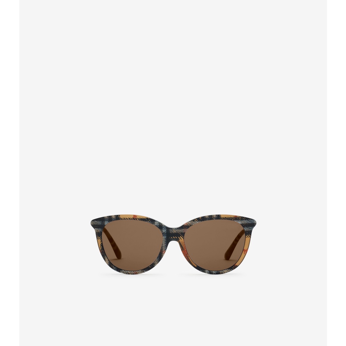  Check Tubular Round Sunglasses
