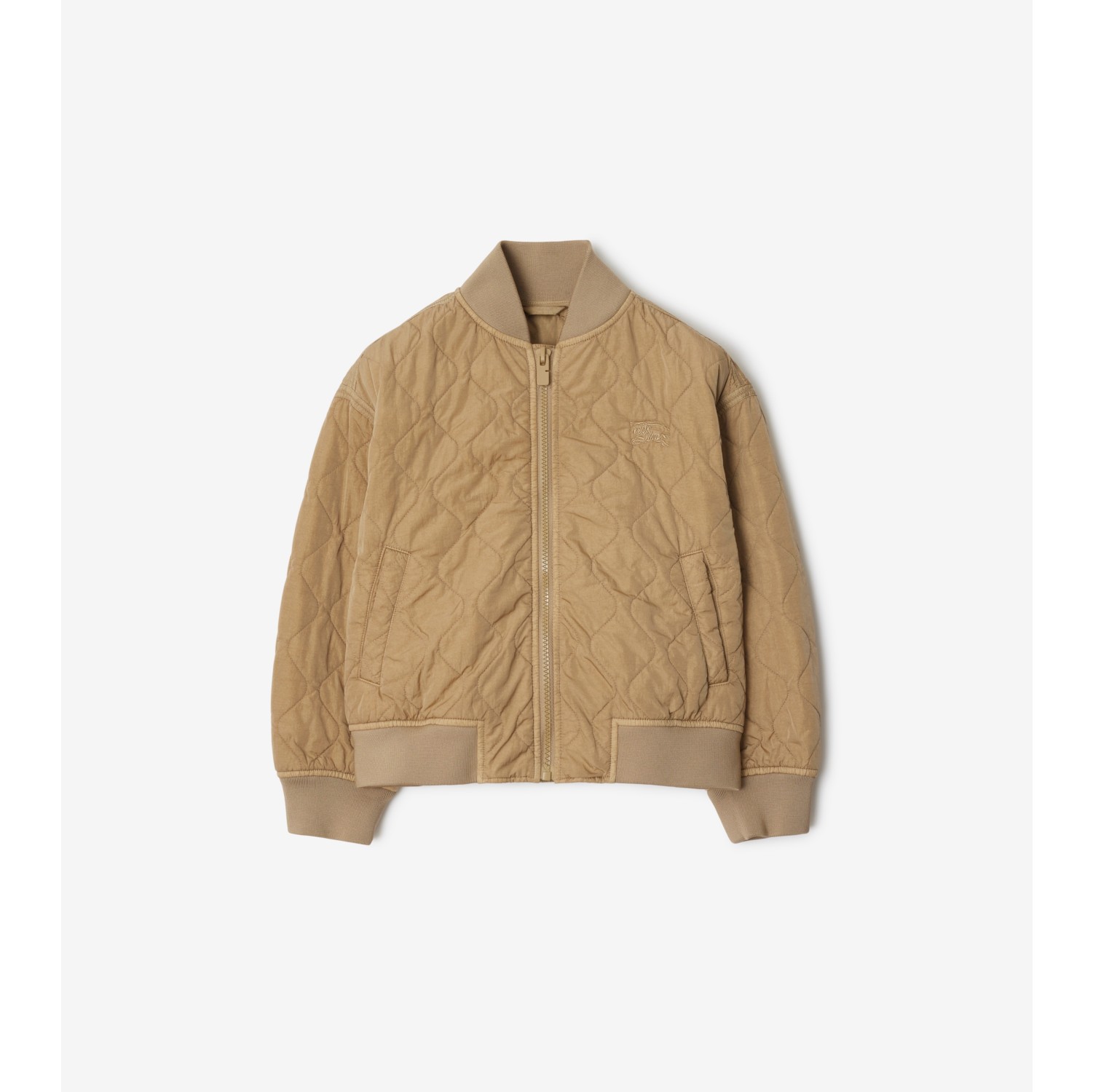 Quilted Nylon Bomber Jacket in Sand Burberry Official