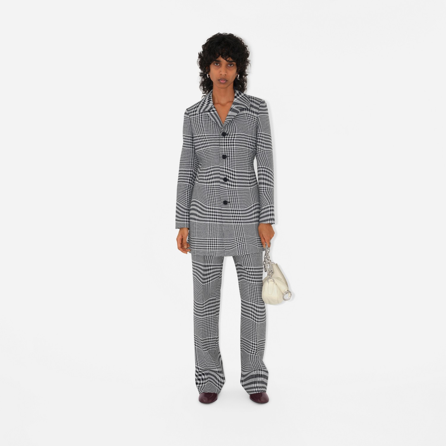 Warped Houndstooth Wool Trousers