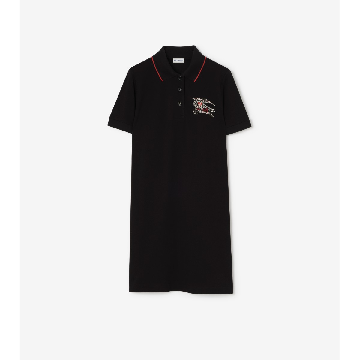  Embroidered Heart Knight Cotton Polo Shirt Dress