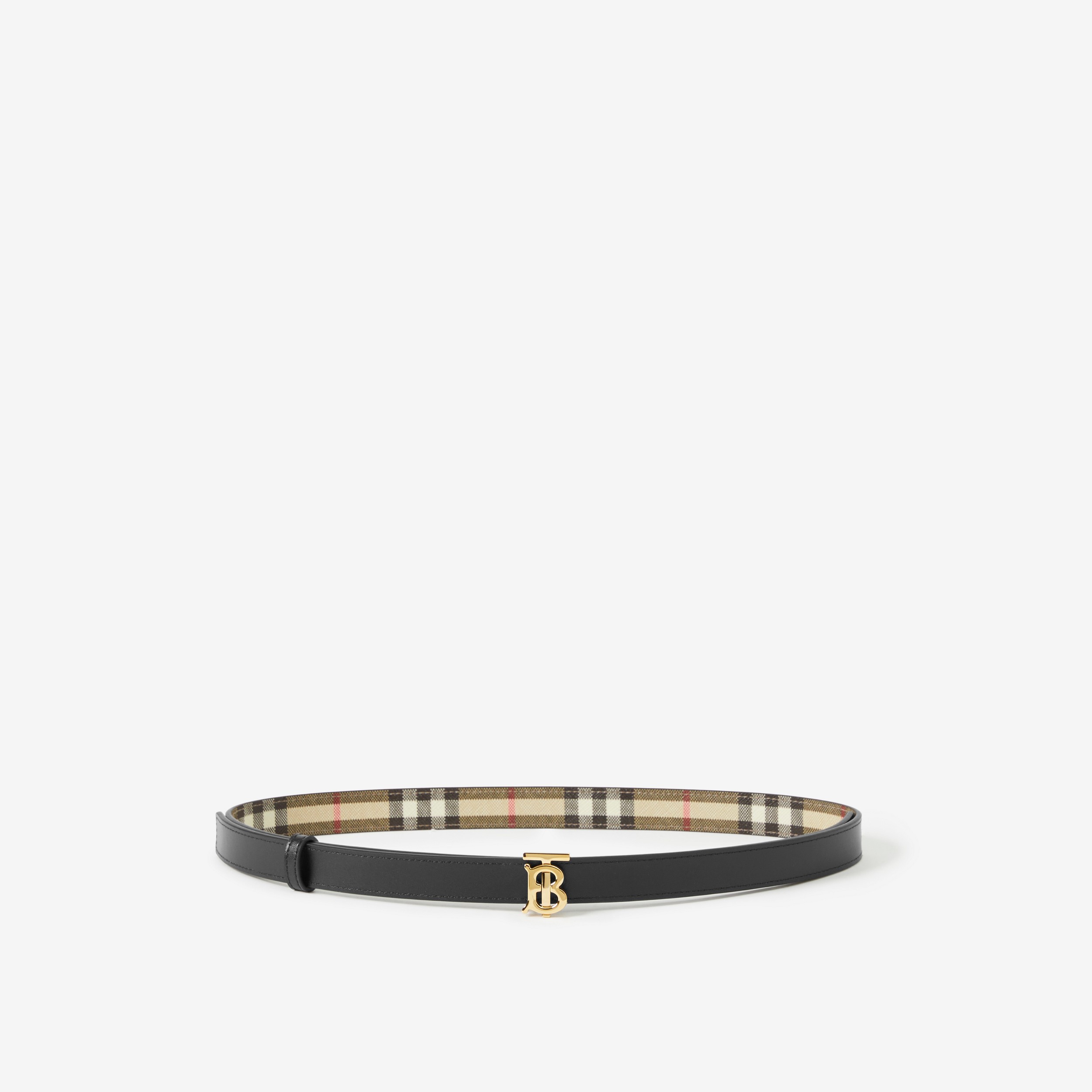Check and Leather Reversible TB Belt in Archive Beige/black/gold - Women | Burberry® Official - 3