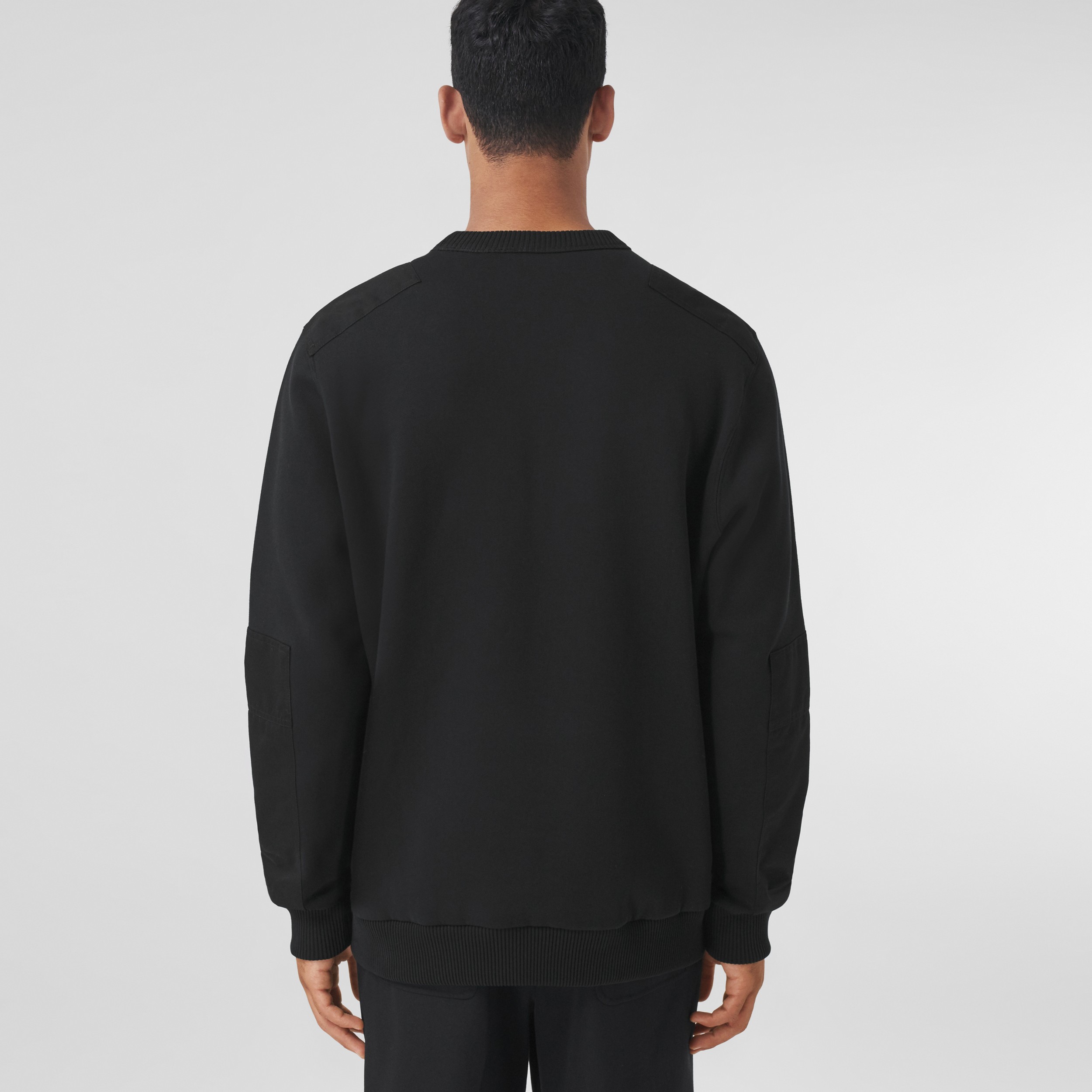 Contrast Panel Cotton Blend Sweatshirt in Black - Men | Burberry® Official - 3