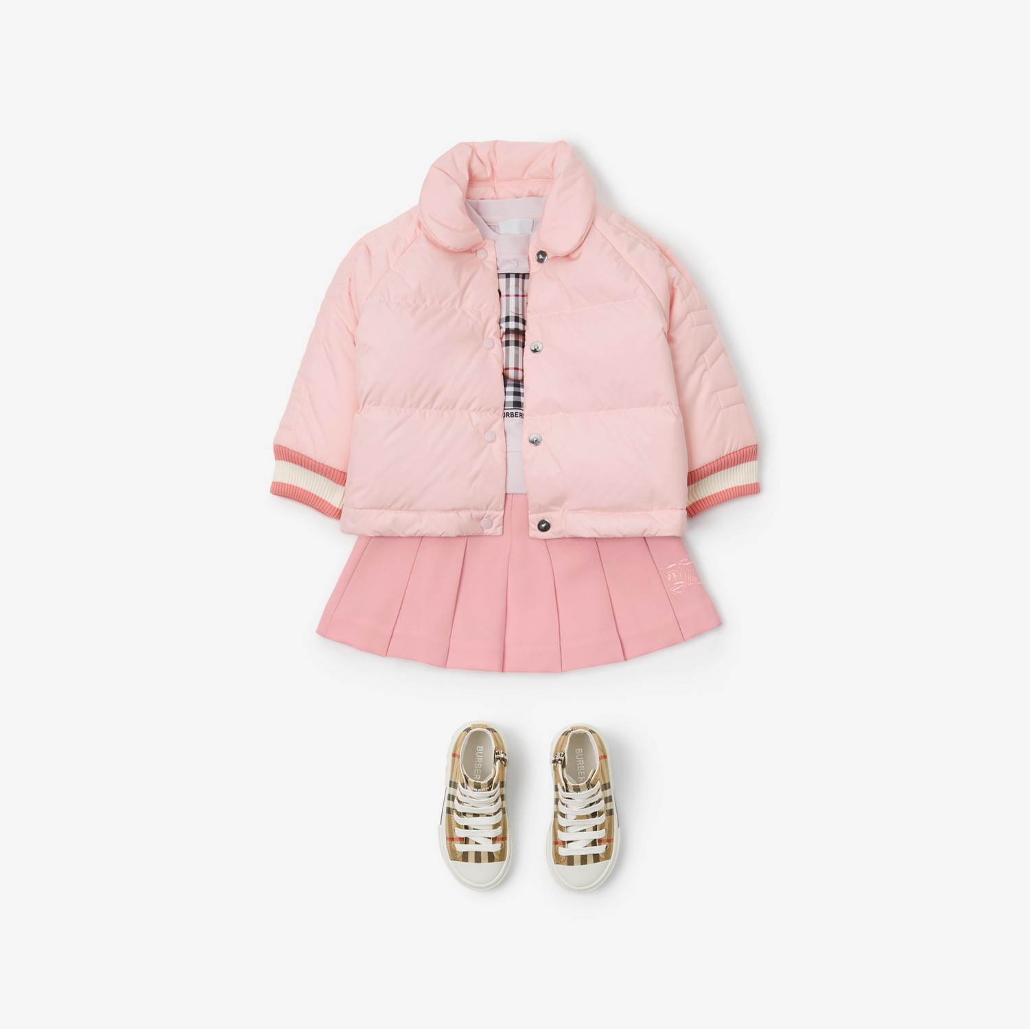 Logo Quilted Puffer Jacket in Seashell Pink - Children | Burberry® Official