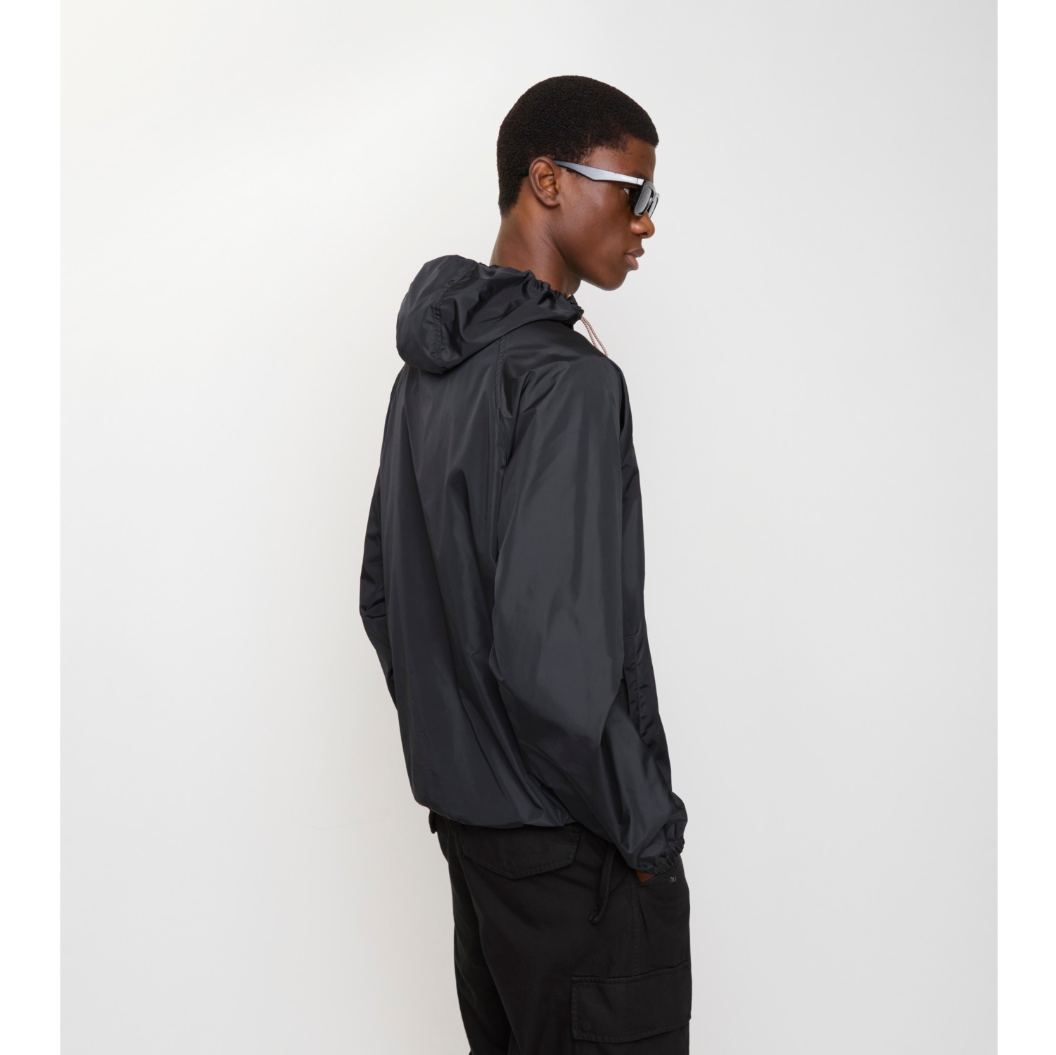 Checker-tape Nylon Hooded Jacket