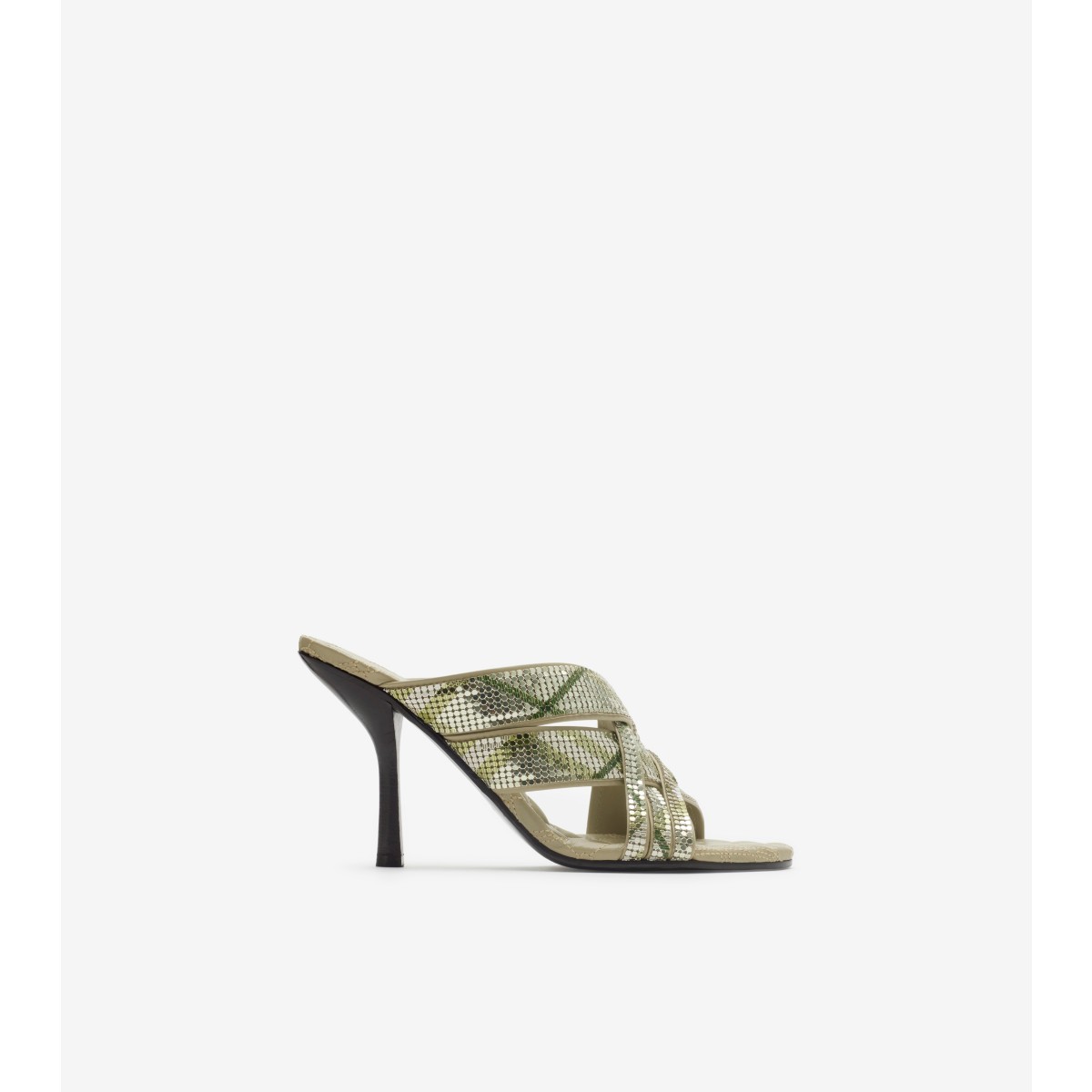 Burberry Check Mesh Cabana Maille Mules In Skylark