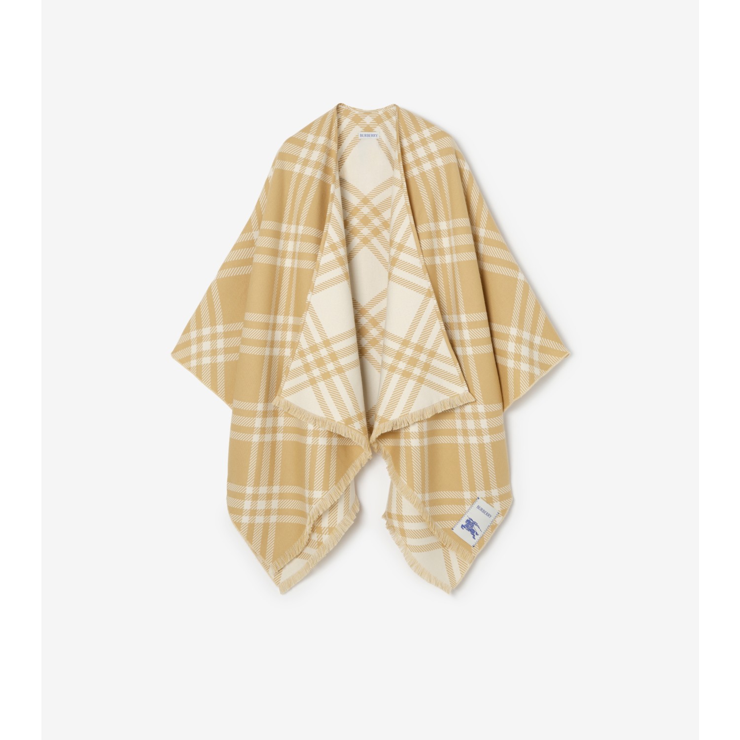 Check Wool Silk Cashmere Cape