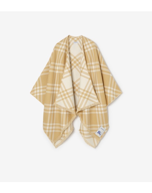 Cape en laine, soie et cachemire Check