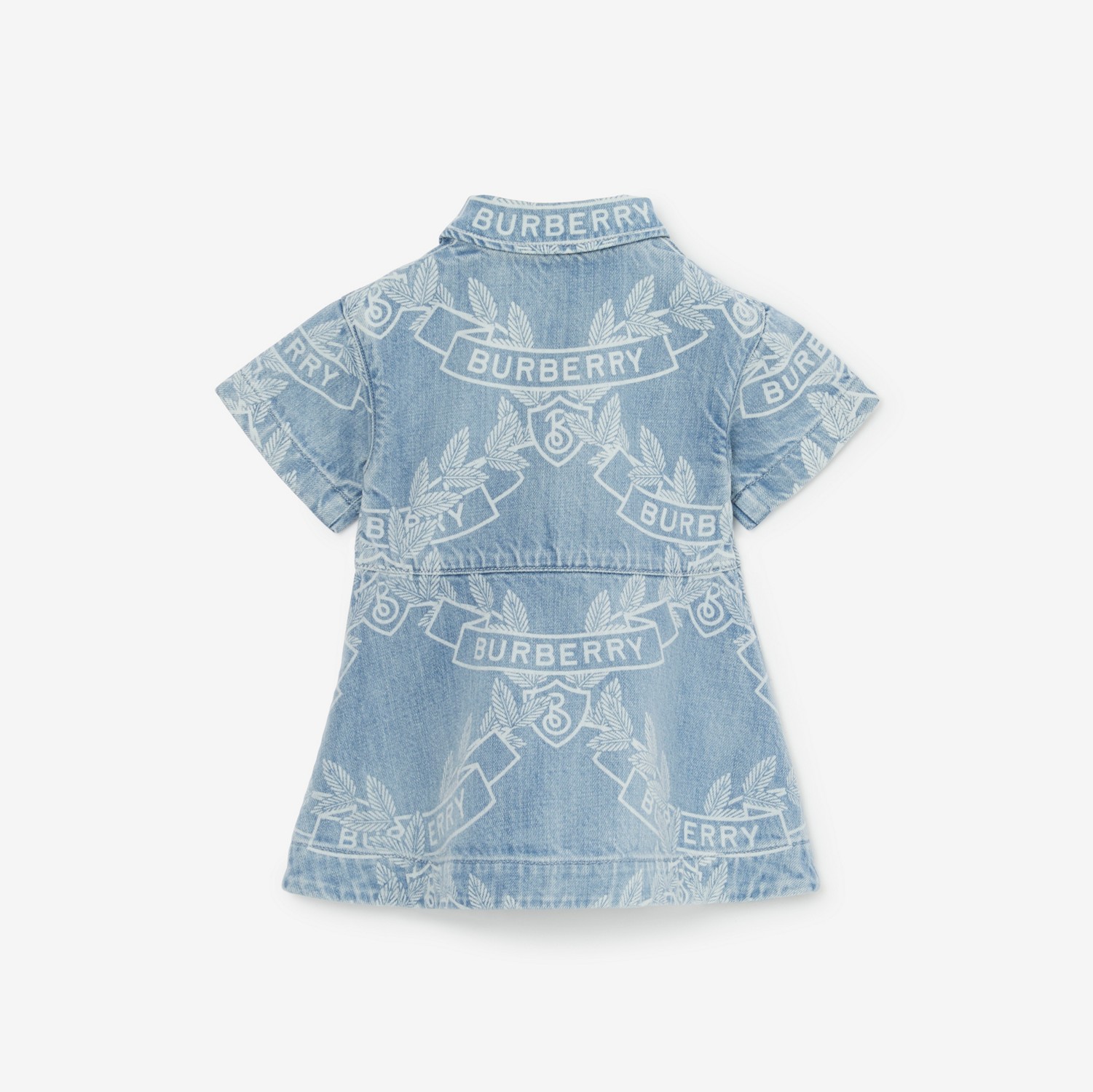 Oak Leaf Crest Japanese Denim Dress in Pale Blue - Children | Burberry® Official