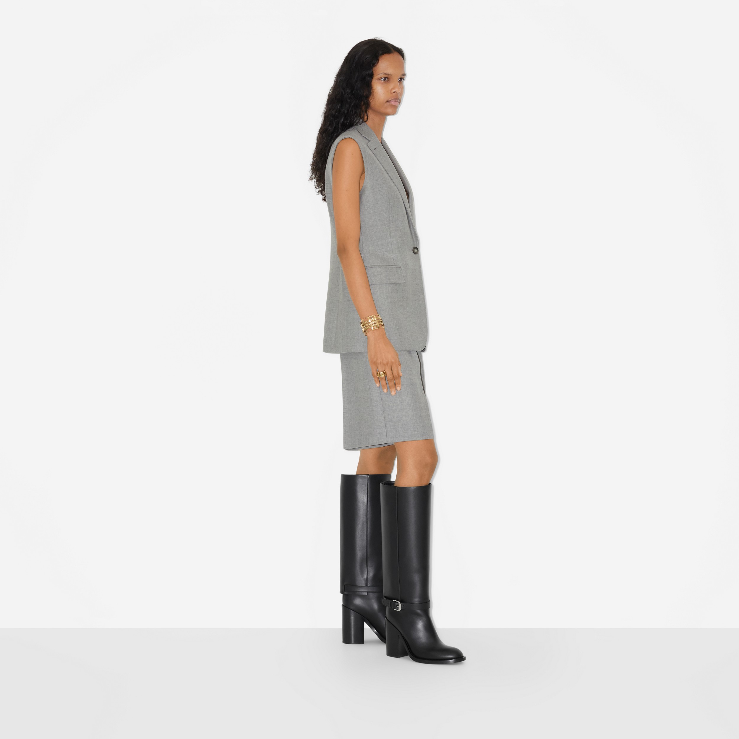Pantalones cortos de vestir en lana (Mezcla  Gris Claro) - Mujer | Burberry® oficial - 3