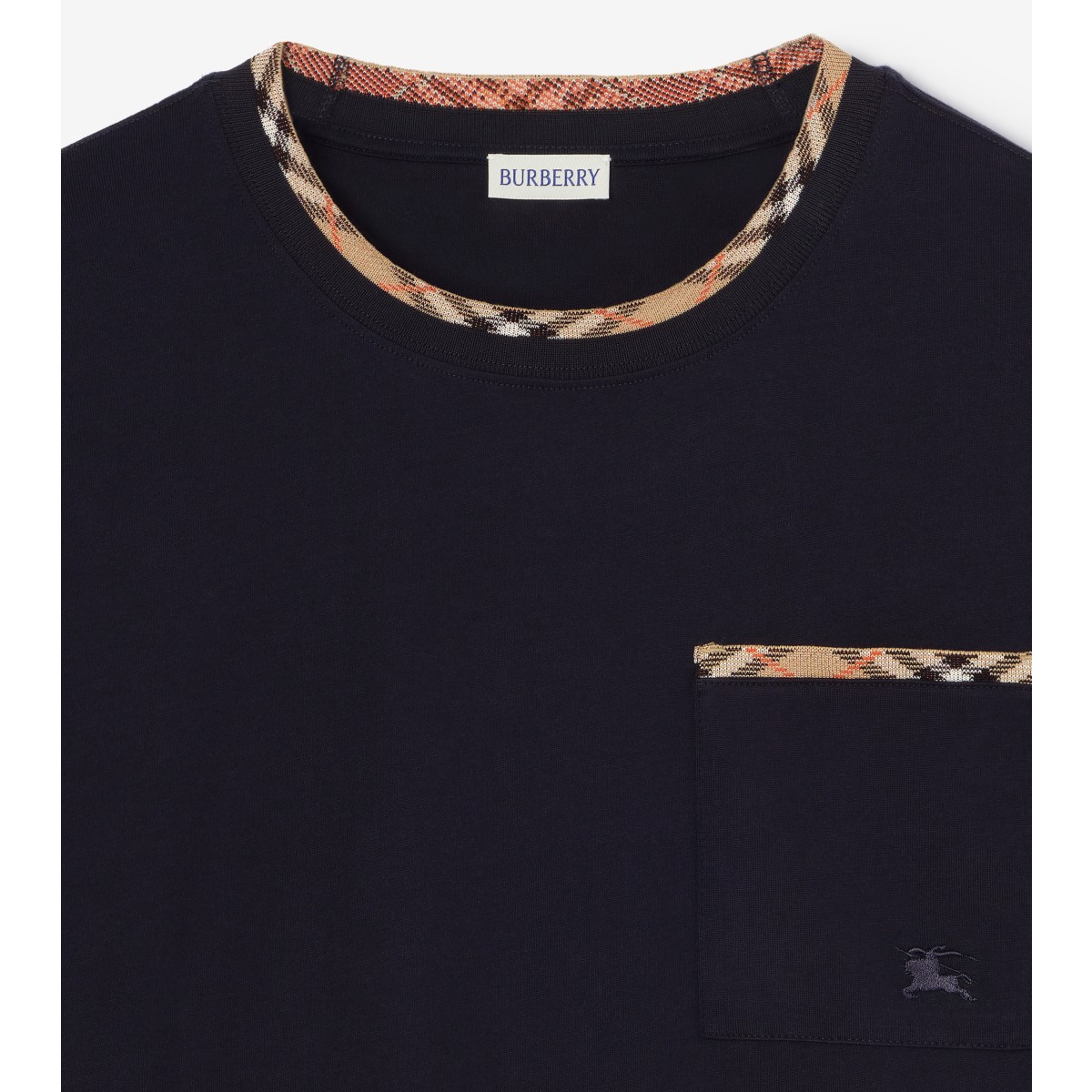  Check Trim Cotton T-shirt