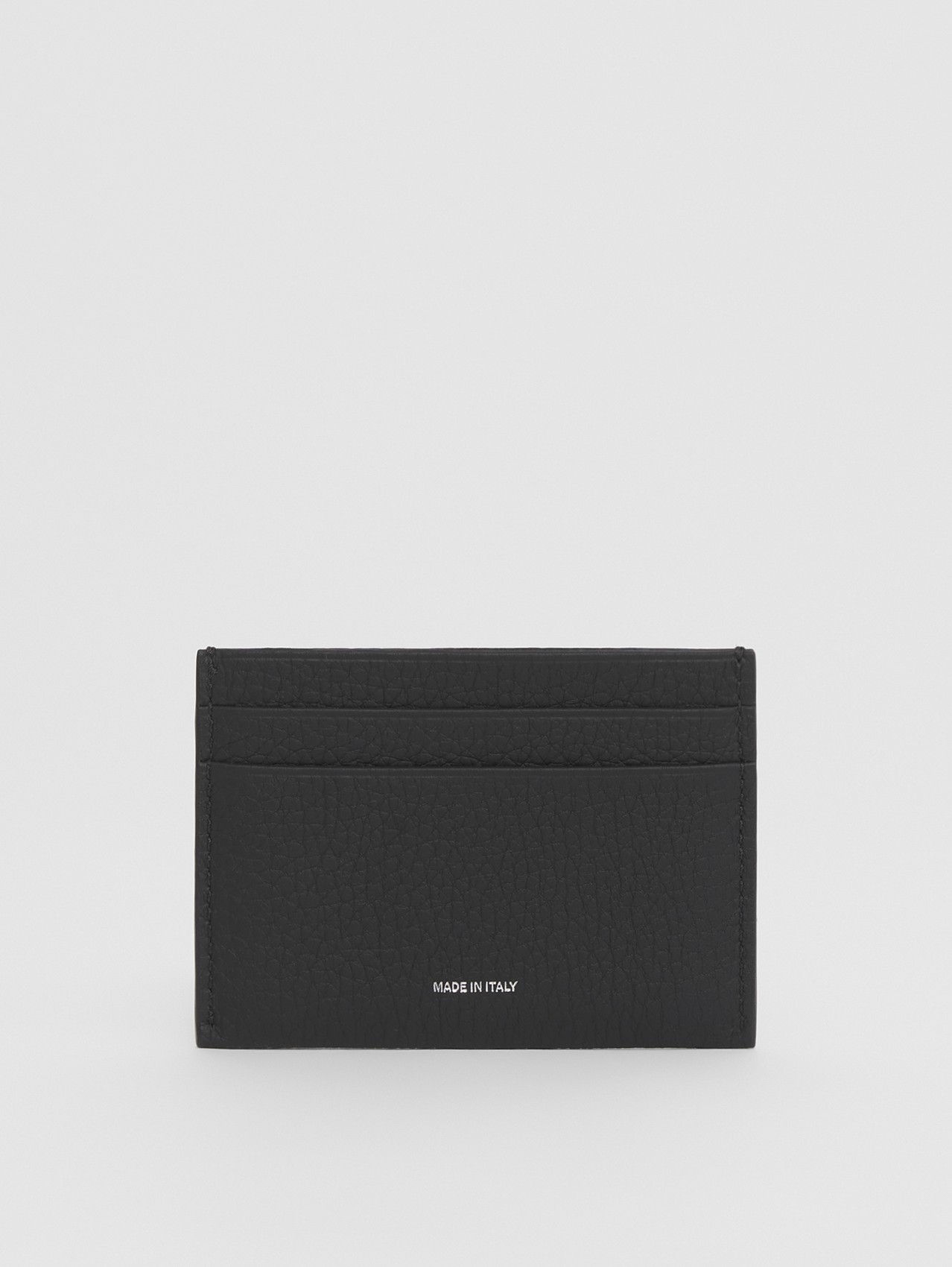 Grainy Leather Card Case in Black
