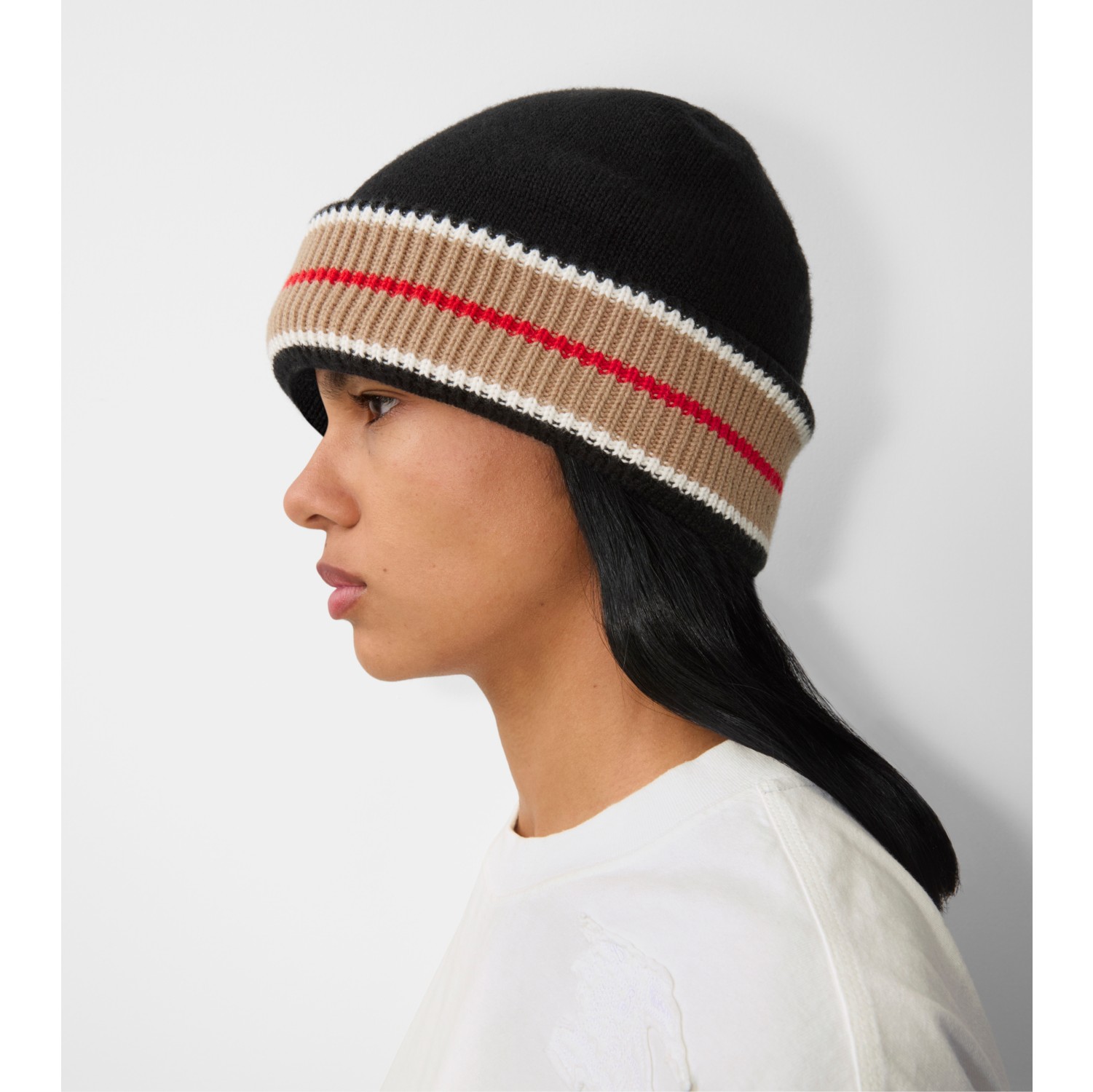 Reversible Icon Stripe Cashmere Cotton Beanie