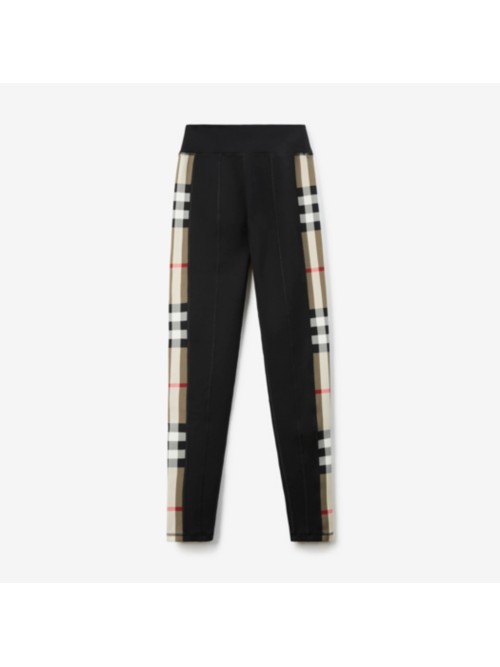 Burberry Checked Stretch-jersey Leggings In Black
