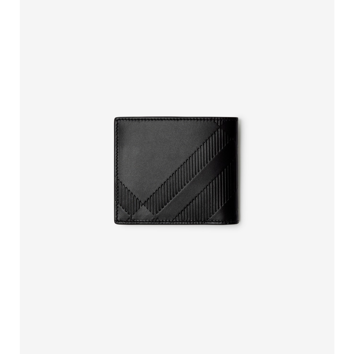 Embossed Check Bifold Coin Wallet in Black Men Leather Burberry Official