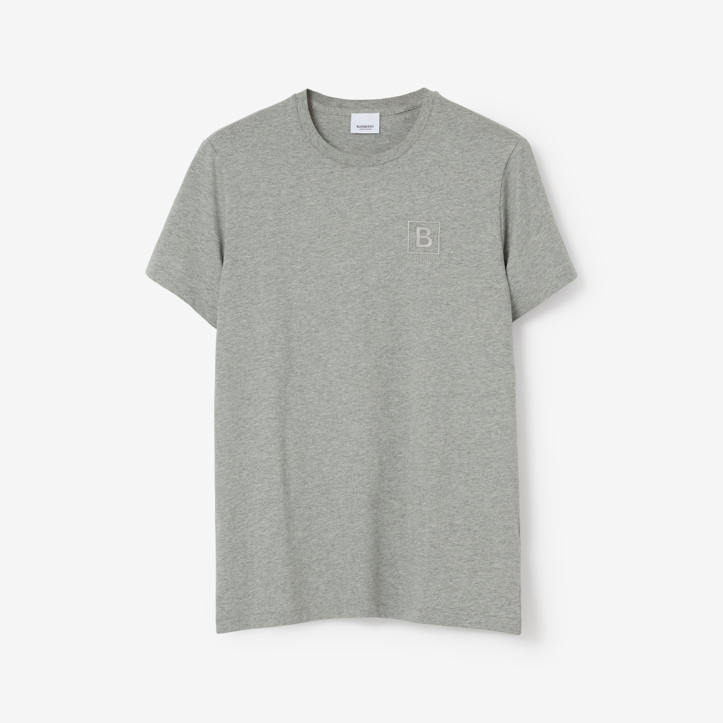 Letter Graphic Cotton T-shirt in Grey Melange - Men | Burberry® Official - 1