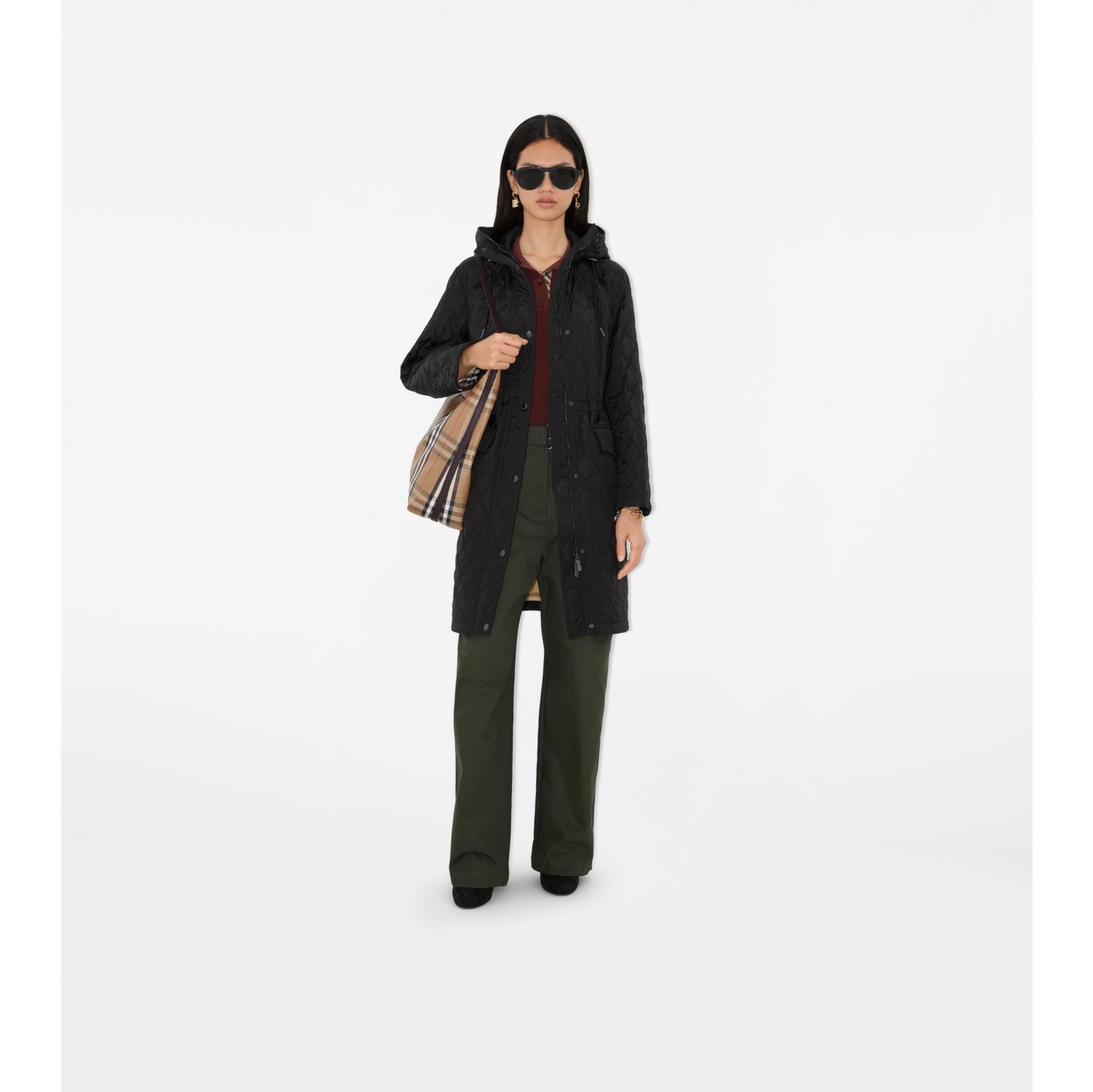 Quilted Nylon Hooded Coat