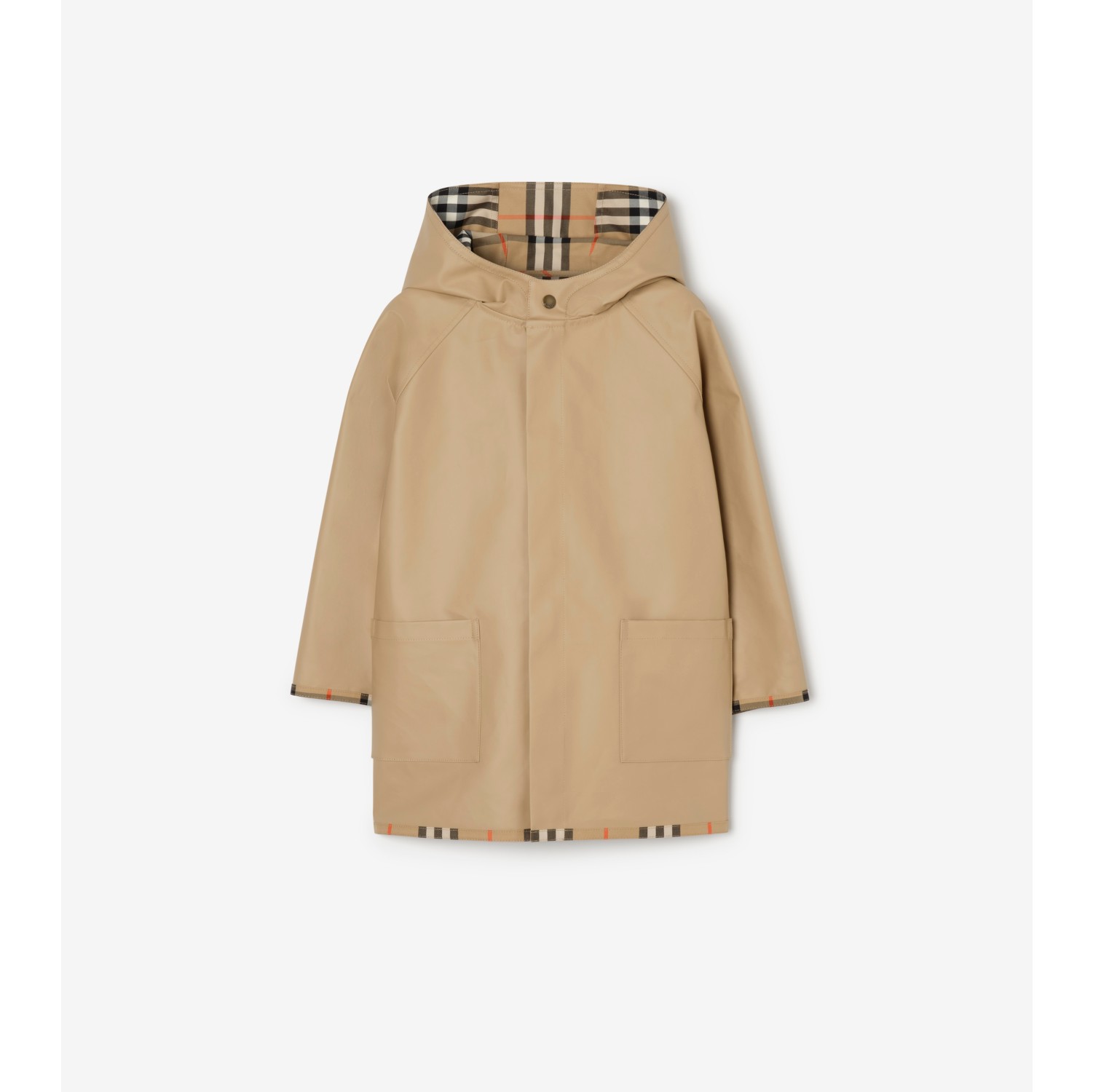 Check Cotton Hooded Coat