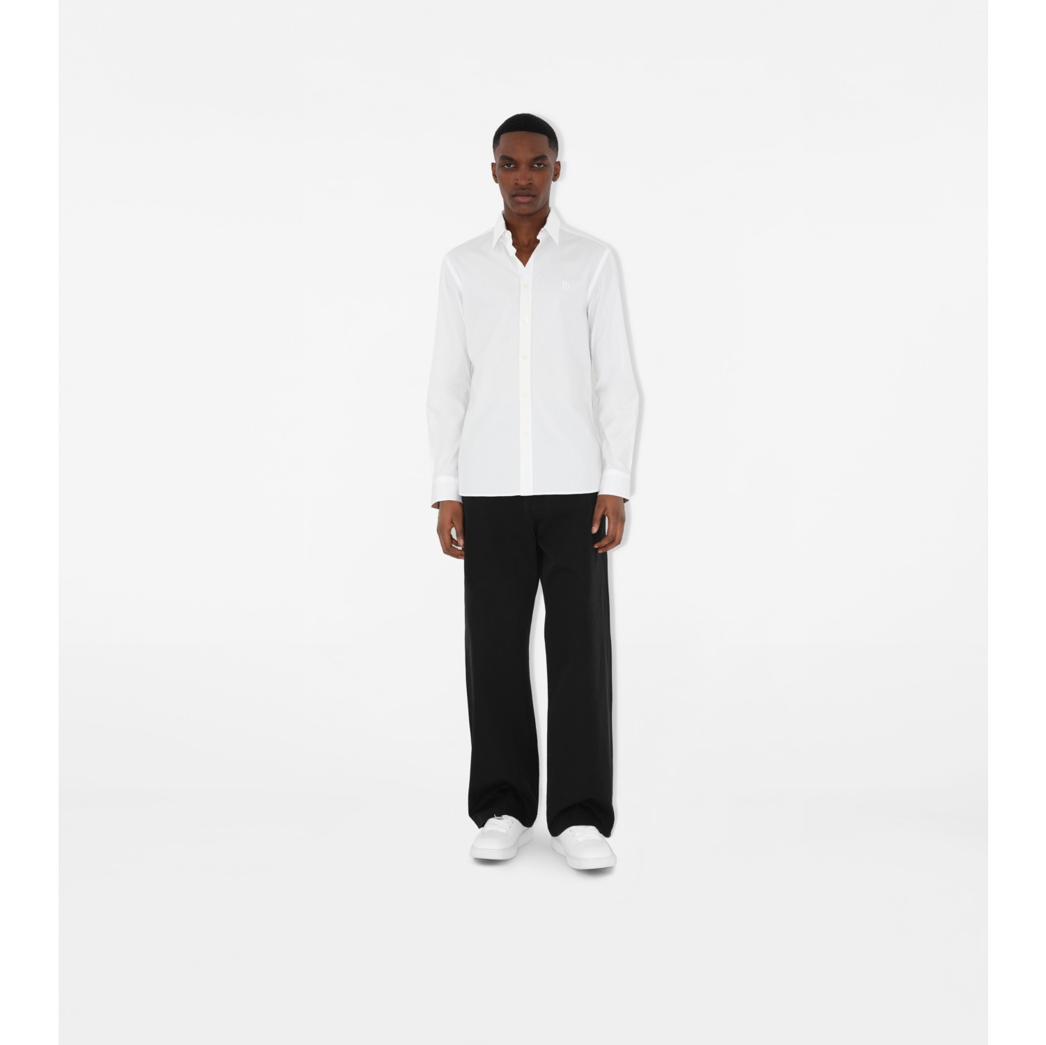 Stretch Cotton Shirt in White Men Burberry Official