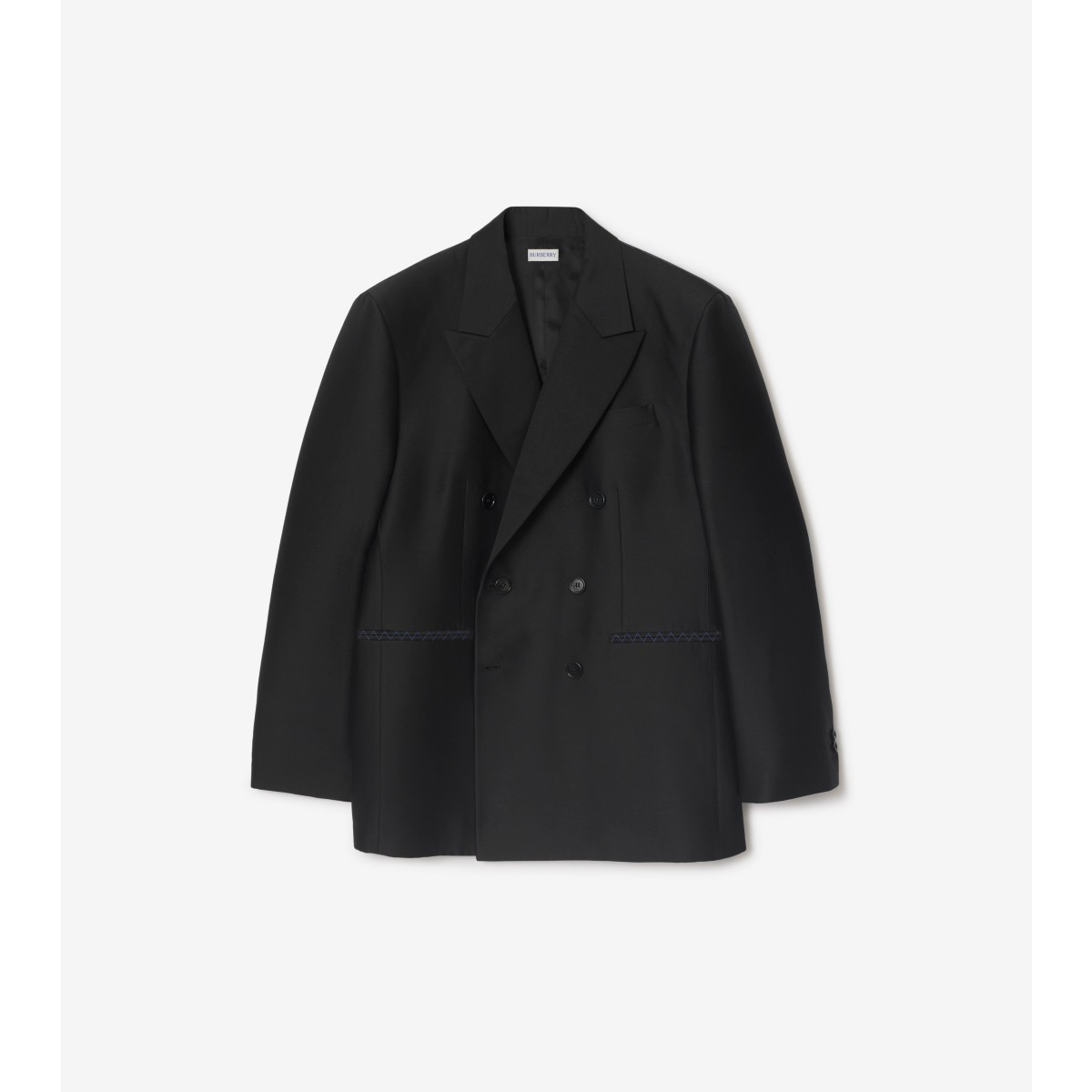 Burberry Wool Silk Tailored Jacket In Black