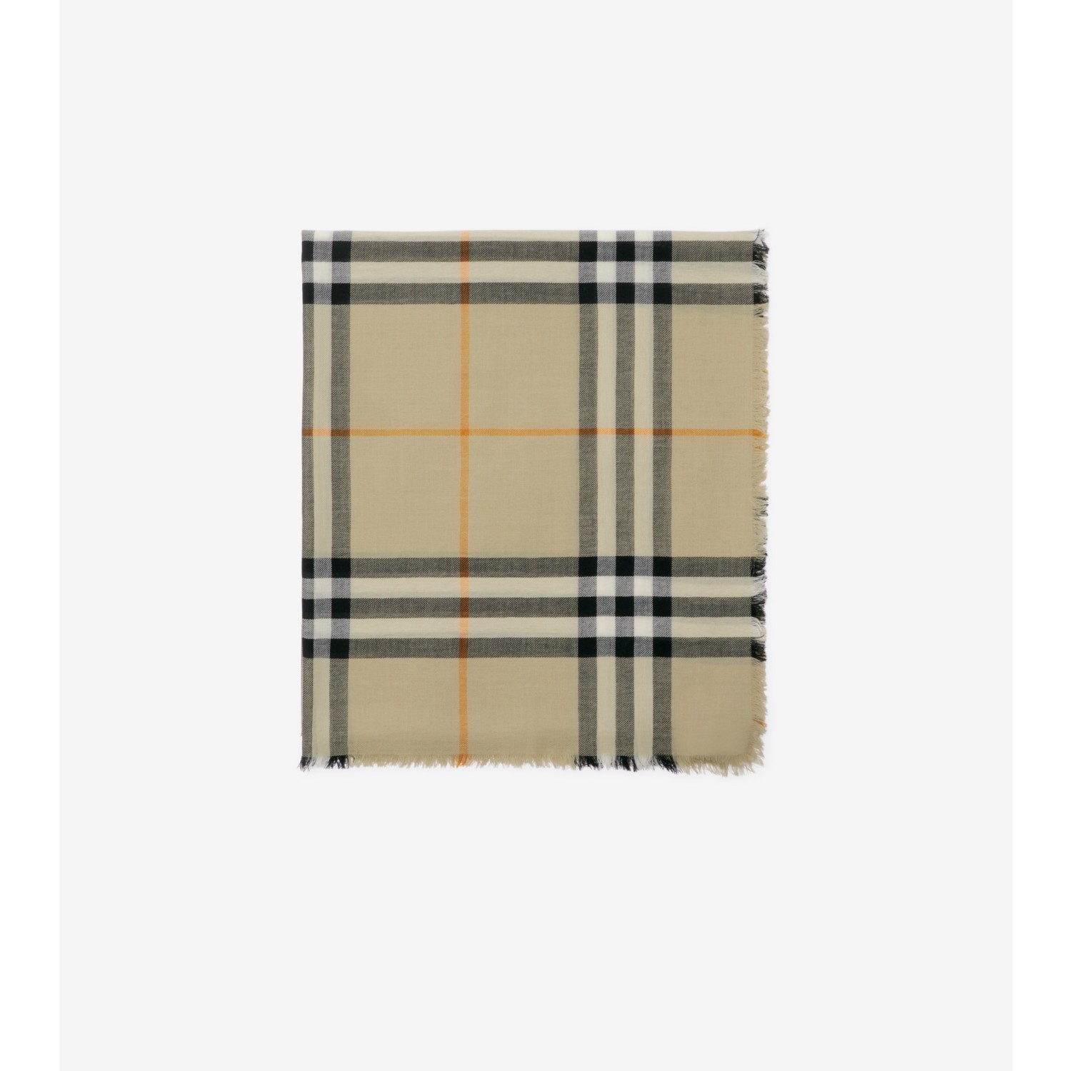 Wide Check Wool Scarf