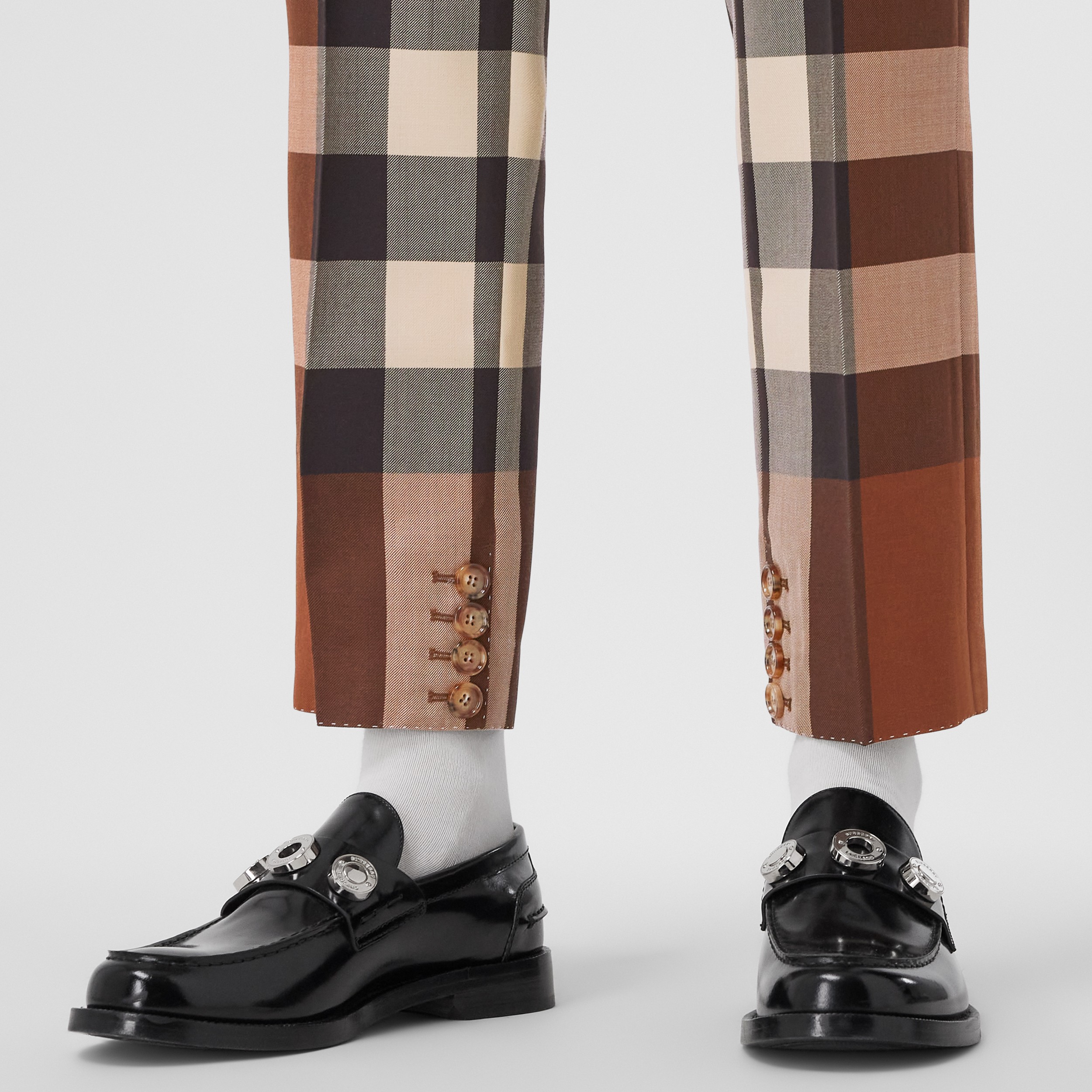 Check Wool Tailored Trousers in Dark Birch Brown - Women | Burberry® Official - 2