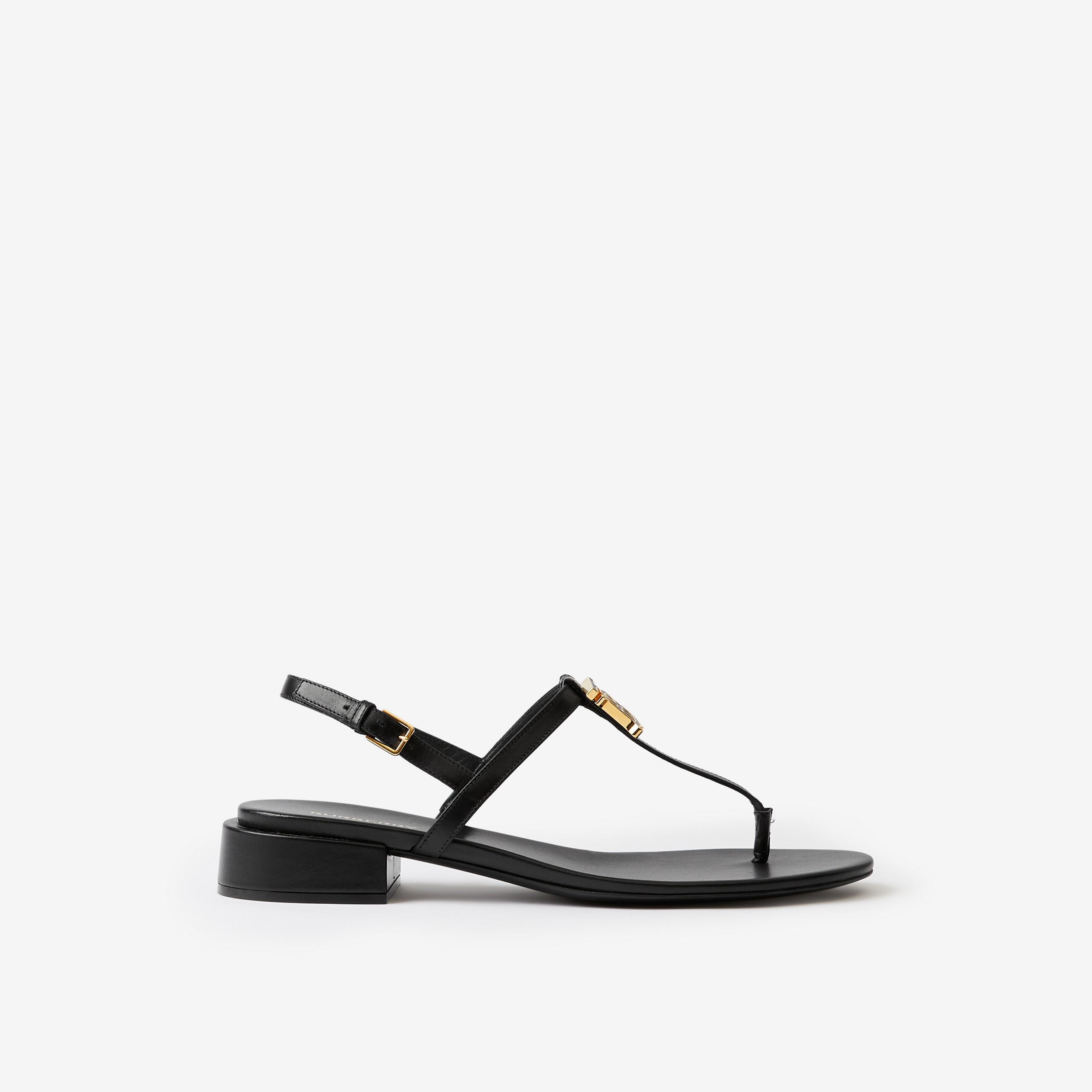 Sandálias de couro com monograma (Preto) - Mulheres | Burberry® oficial - 1