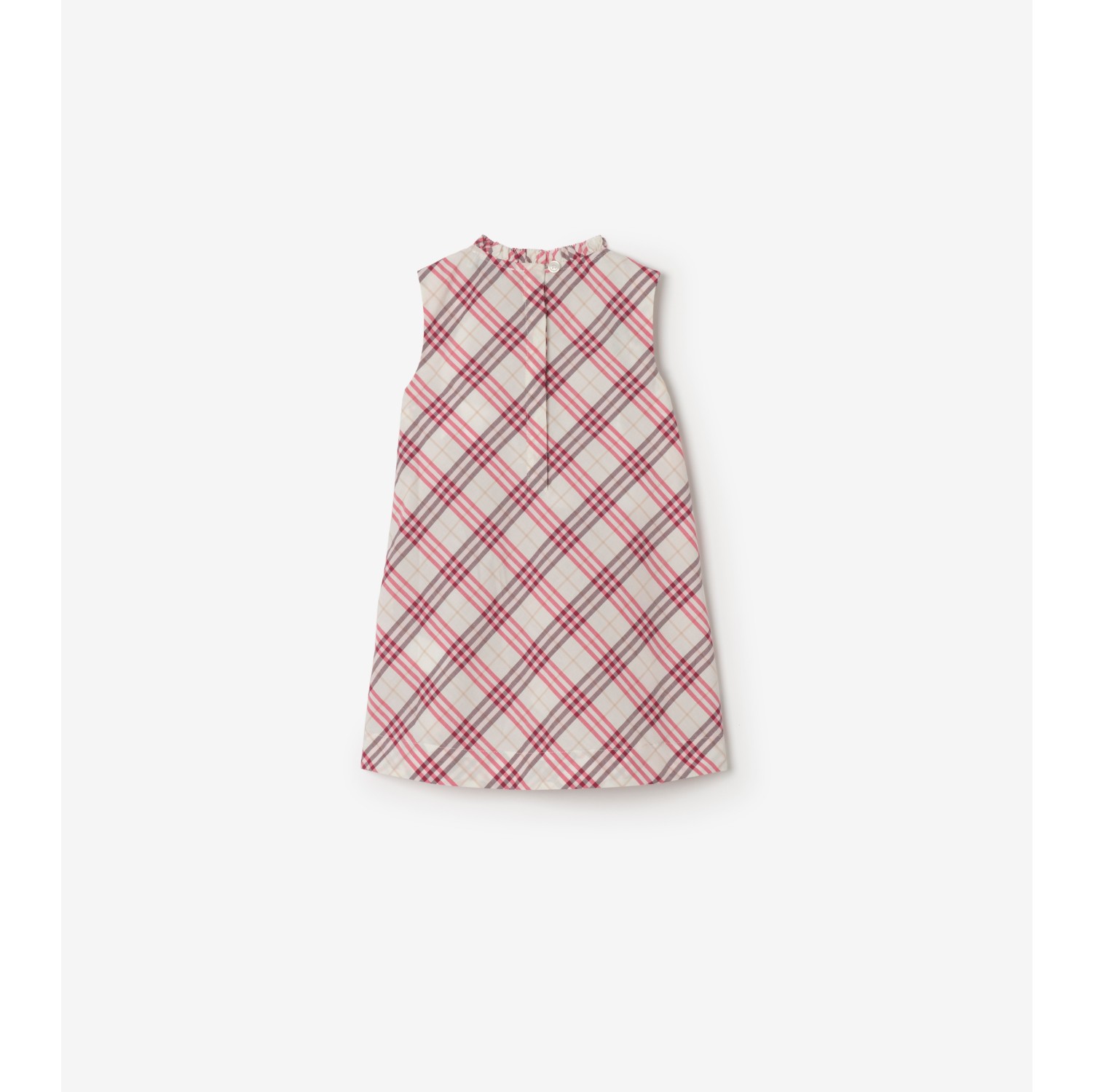 BURBERRY ピンク系チェック ベビースモックワンピース 半袖 Check Cotton Dress in Aubergine purple | Burberry® Official