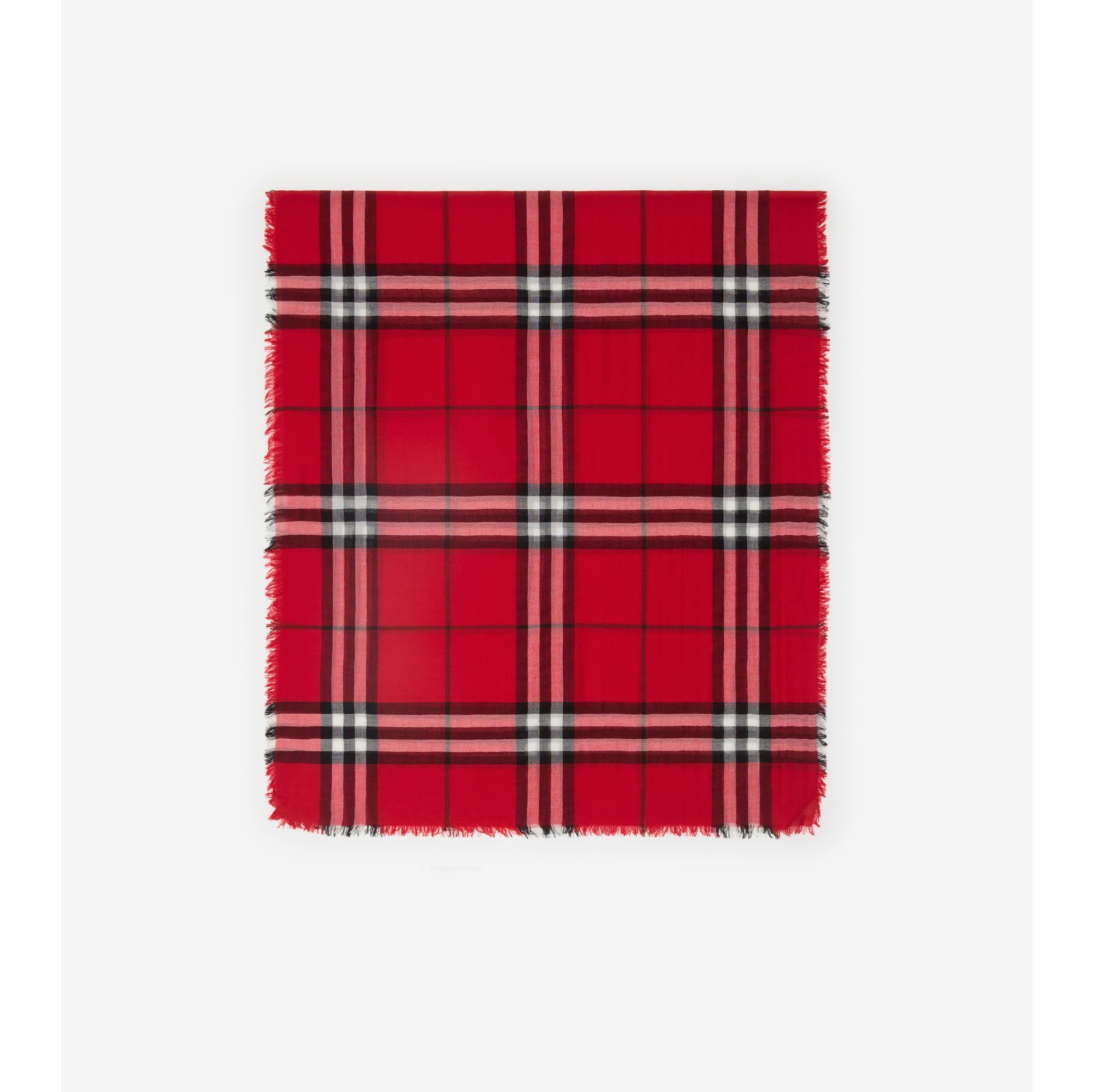 Wide Check Wool Scarf