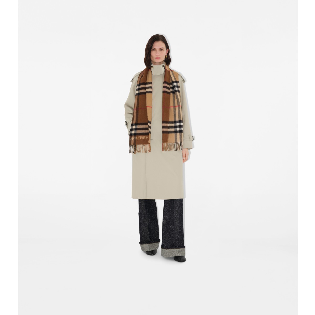  Check Contrast Cashmere Scarf