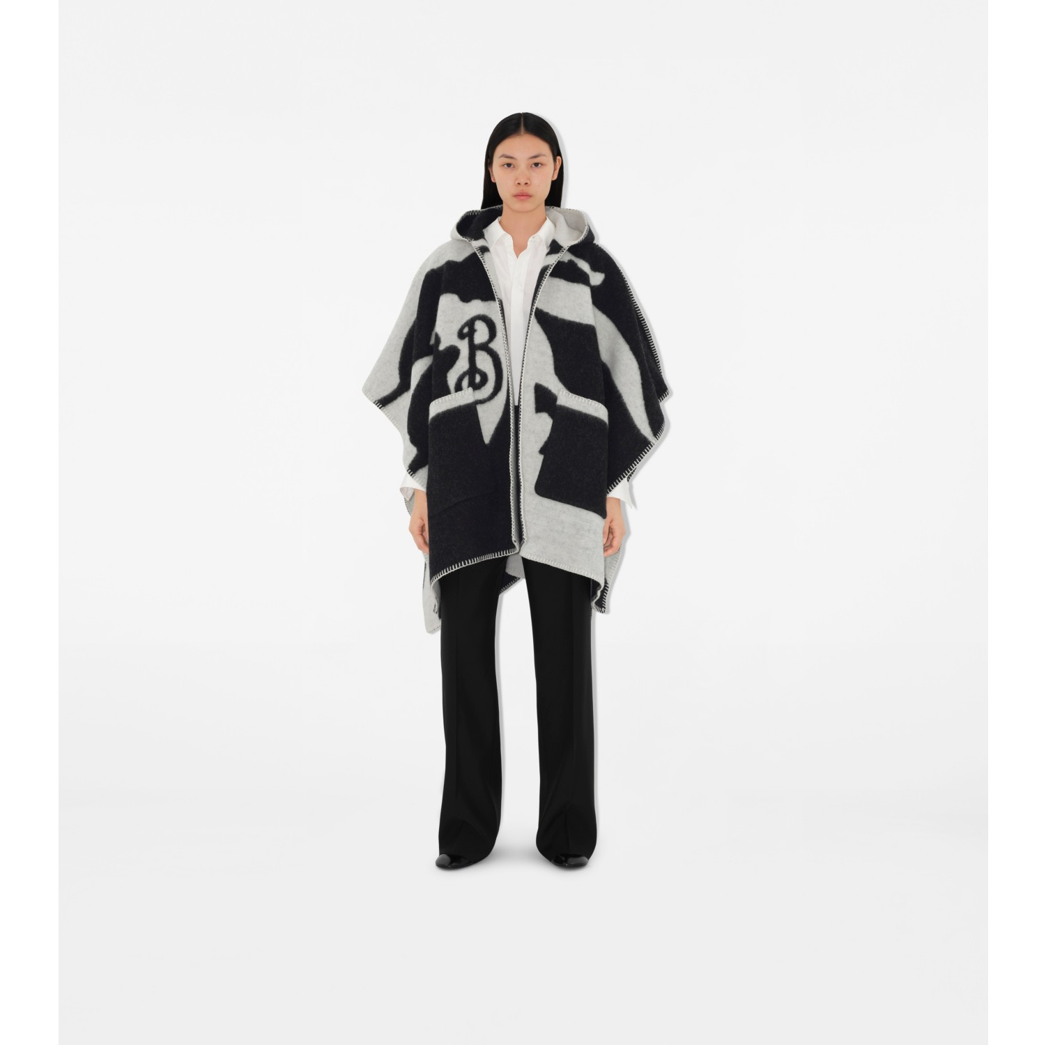 EKD Wool Cape in Black/white | Burberry® Official