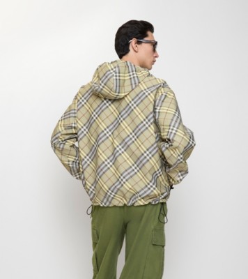 Veste Réversible Nautica Vintage Homme - Vert à Carreaux - Capuche - Taille L
