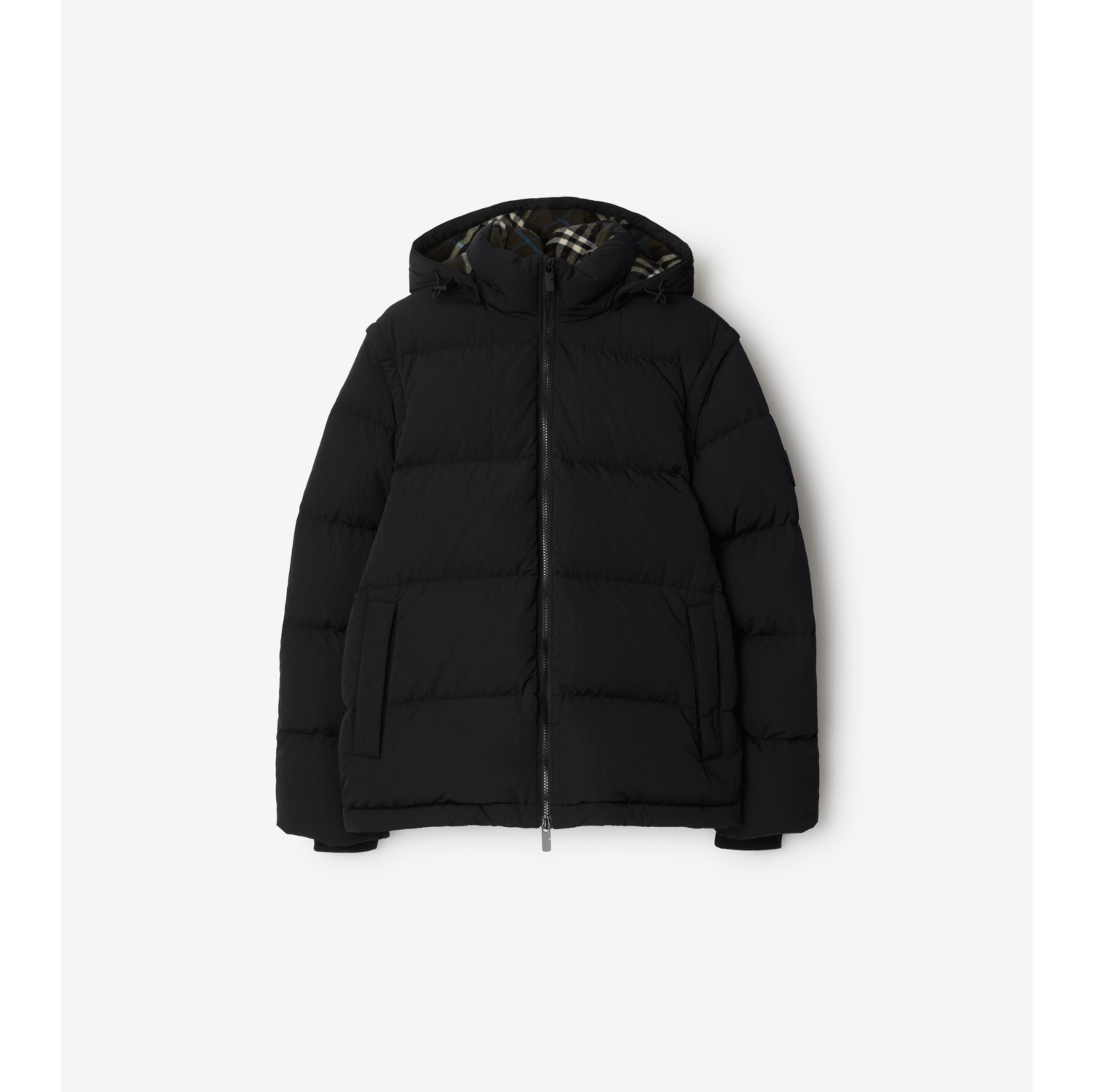 Detachable Sleeve Nylon Bideford Puffer Jacket in Black snug Men Burberry Official