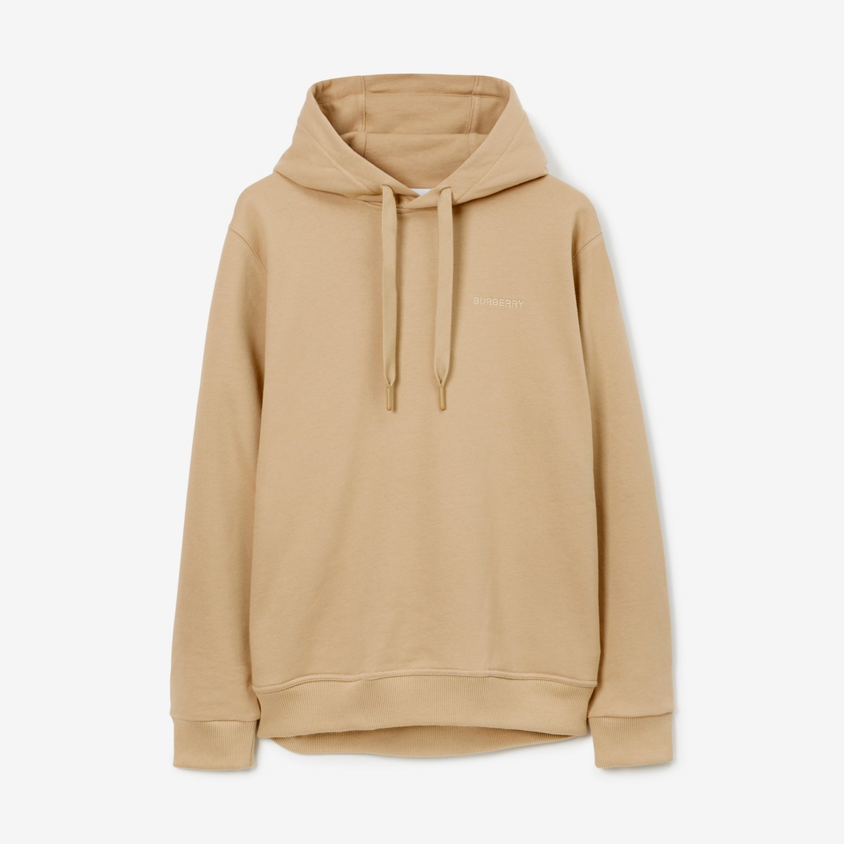 Shop Burberry Check Ekd Cotton Hoodie In Soft Fawn