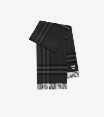 Check Cashmere Scarf in Charcoal | Burberry® Official