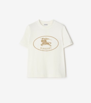 Knight Stamp Cotton T-shirt in Chalk white - Women | Burberry