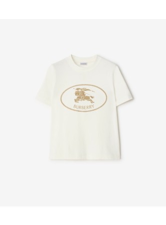 Knight Stamp Cotton T-shirt in Chalk white - Women | Burberry